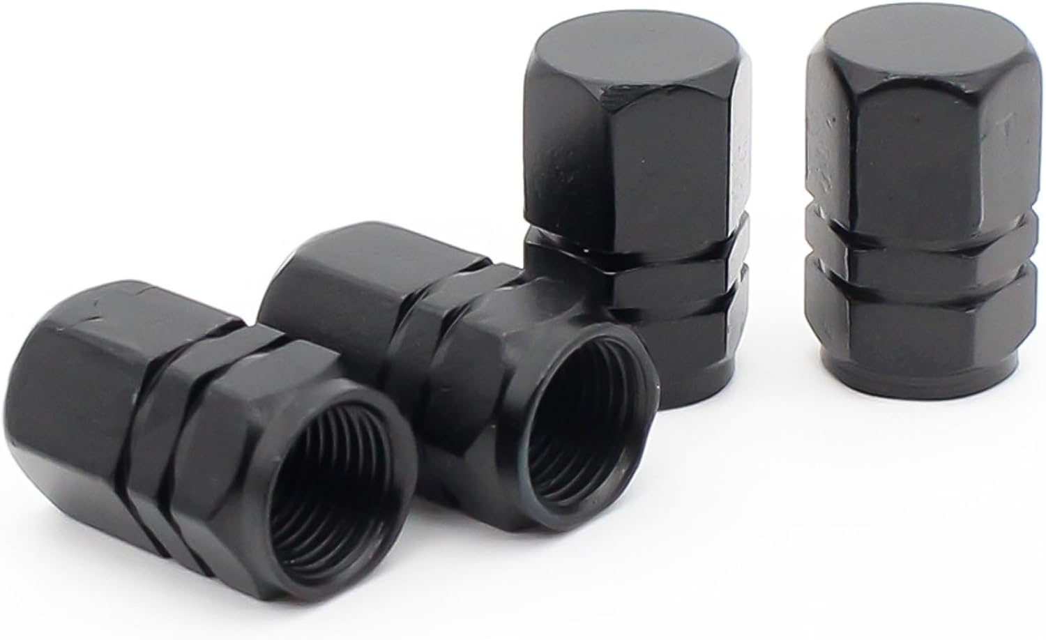 FUZVOL 8PCS Dust Caps Aluminium Alloy Tyre Valve Caps Leak-Proof Wheel Caps Universal Metal Tire Covers with Seal Ring for Car Truck Bike Motorcycle（Black） image number 6