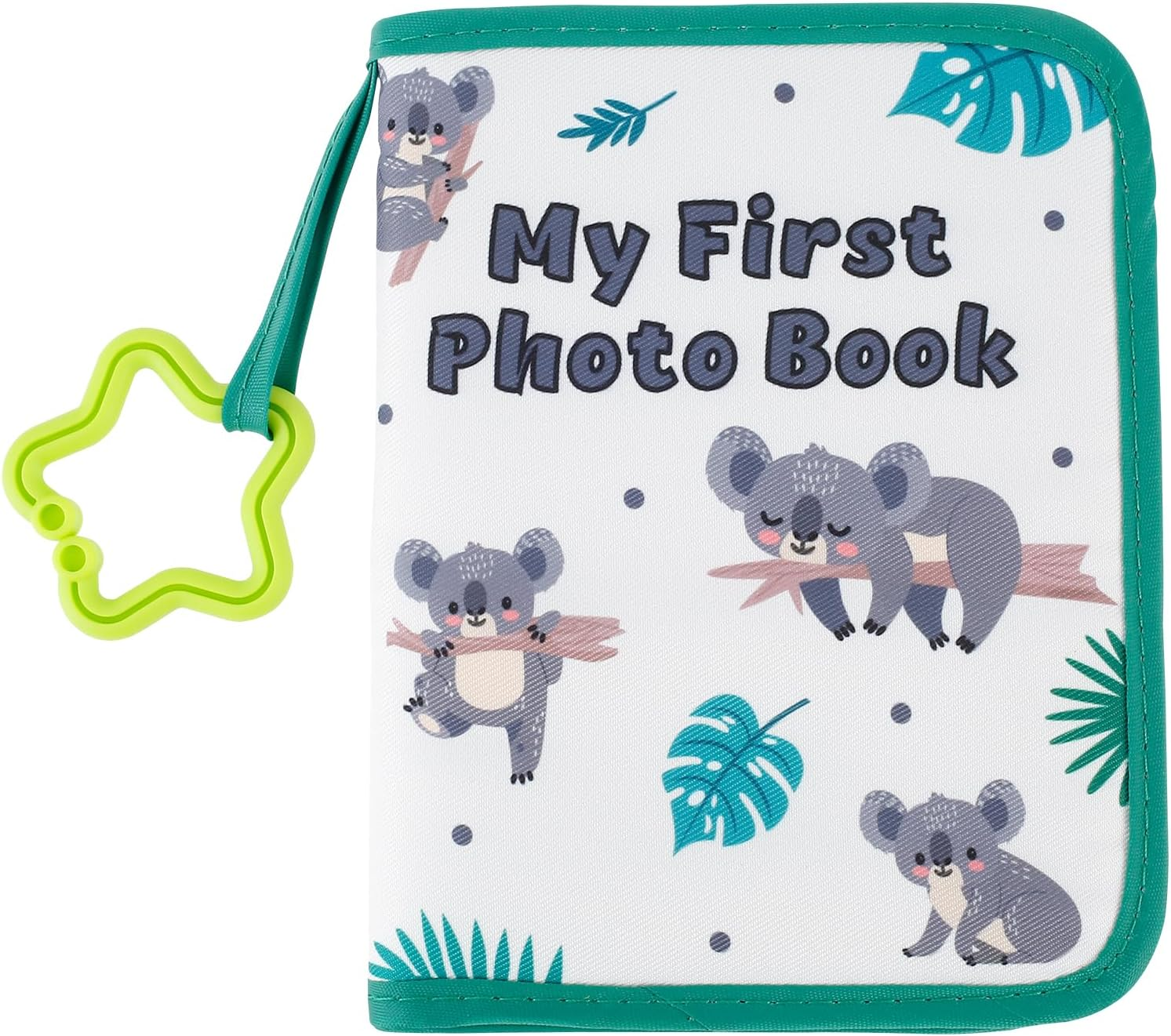 Djapwpx-Soft Cloth Photo Book, Cloth My First Photo Book, Free Illustration Baby Photo Album with Plastic Star Hook, inside Smooth Page First Year Memory Album, Safe Photo Album for Baby (Grey)