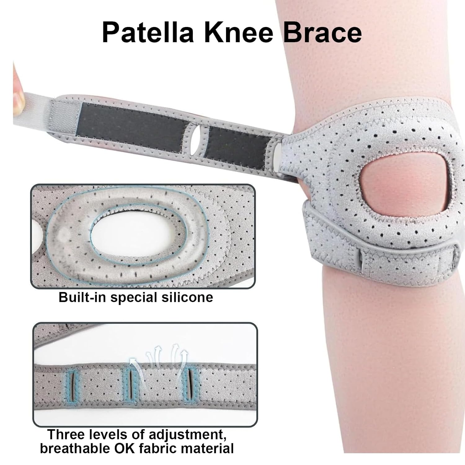 Rhoyee Wellknee Adjustable Knee Brace with Side Stabilizers Patella Gel Pads Pain Relief Support for Meniscus Tear, Arthritis, Injury Recovery, Sports,Running &ndash; 1 Pcs(Gray, S/M) image number 6