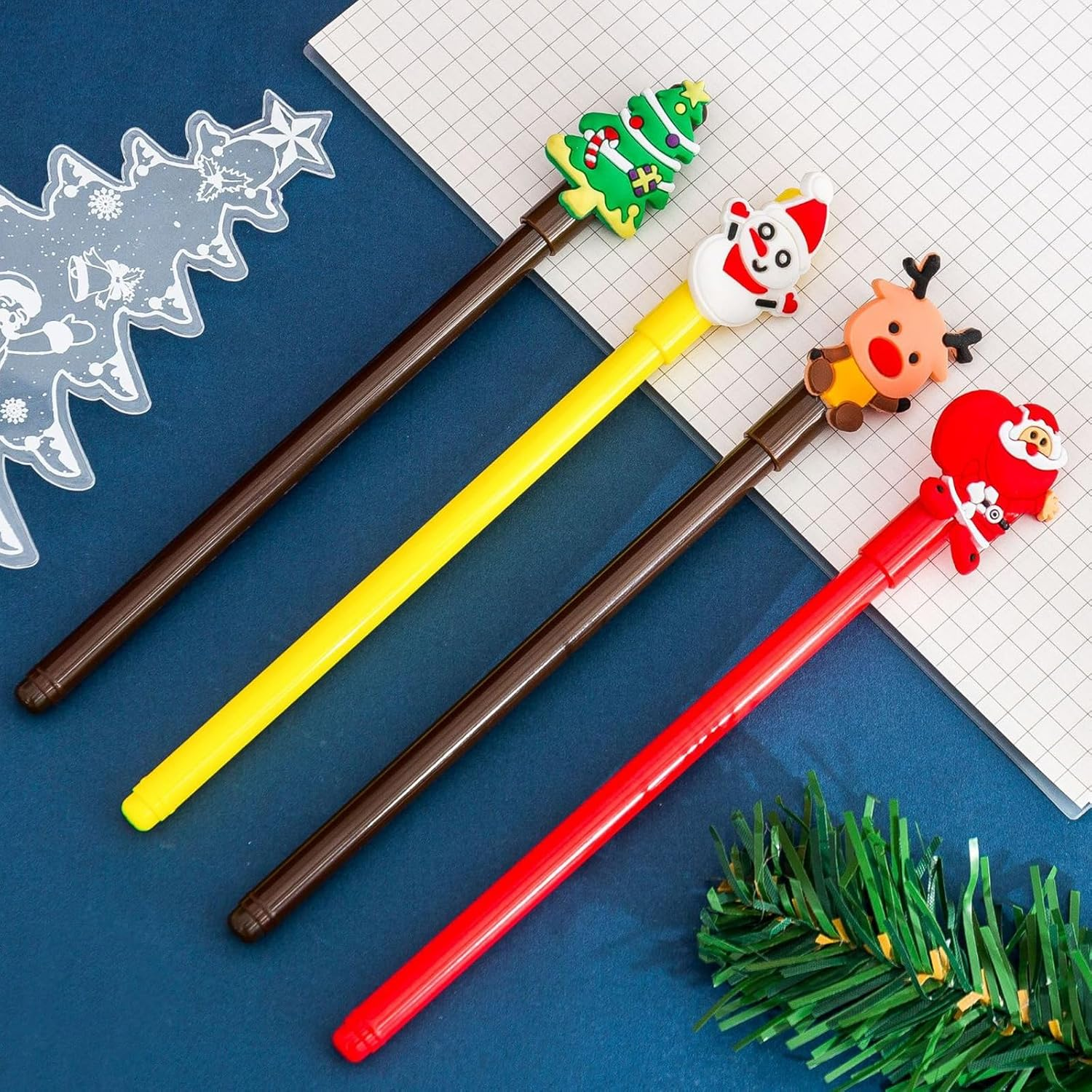 Pack of 24 Christmas Stationery Set, Christmas Small Items, Christmas Notepad and Ballpoint Pen, Christmas Neutral Pen, Cartoon Christmas Stationery for Children, Birthday Gift (A) image number 6