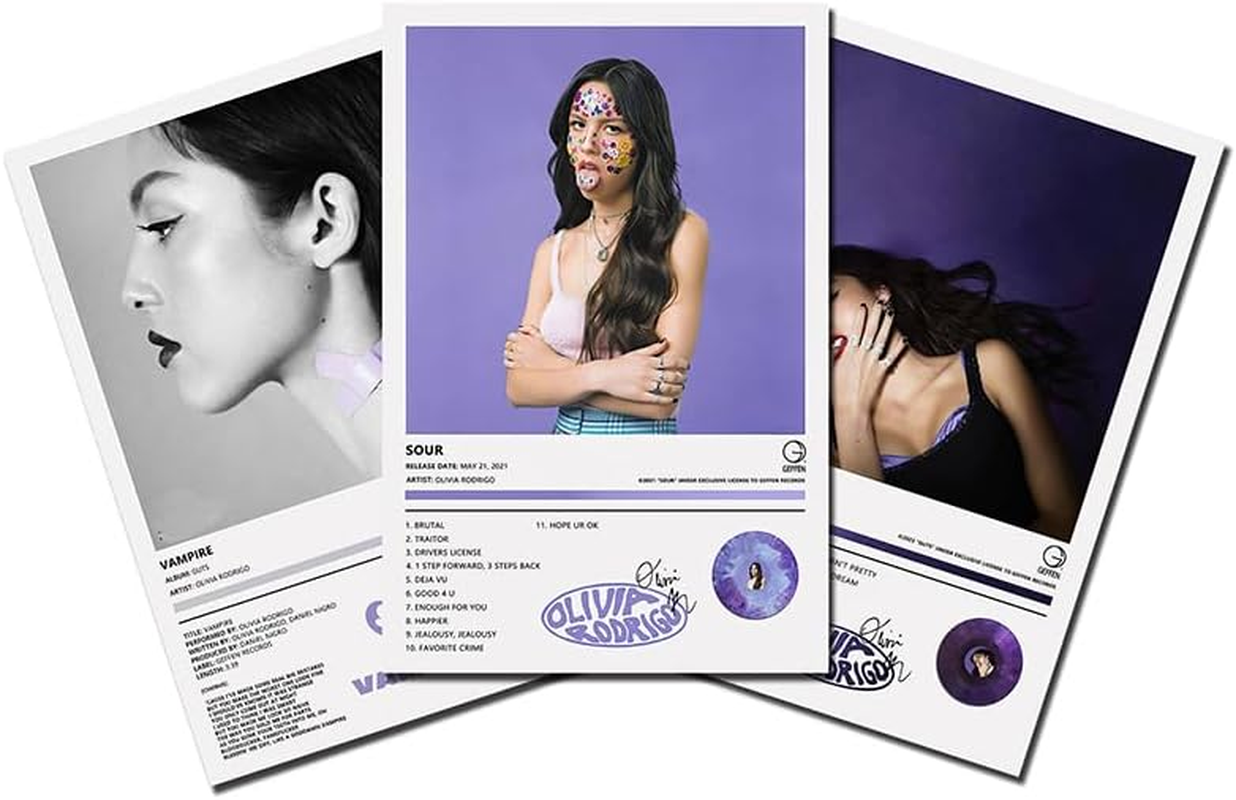 BATWHO Olivia a Set of 3 Canvas Posters - GUTS, SOUR, VAMPIRE Rodrigo Album Aesthetics - 12X18In Unframed Prints image number 3