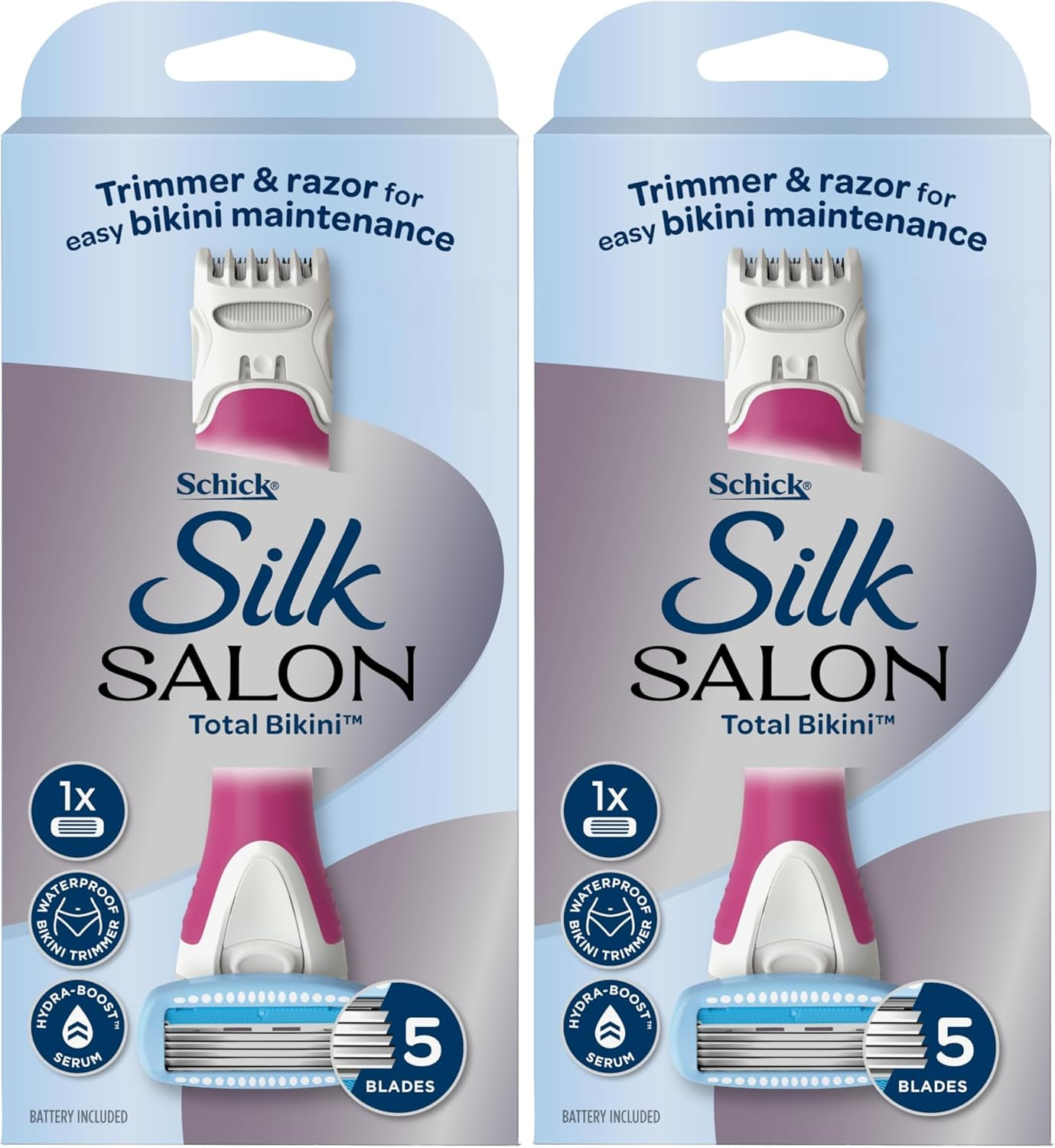 Schick -Silk Salon | Total Bikini | Razor Handle and Bikini Hair Trimmer + 1 | 2 Pack | Shapes Bikini Line | Shaves Bikini Line | Trims Bikini Hair | Moisturises | Battery image number 3