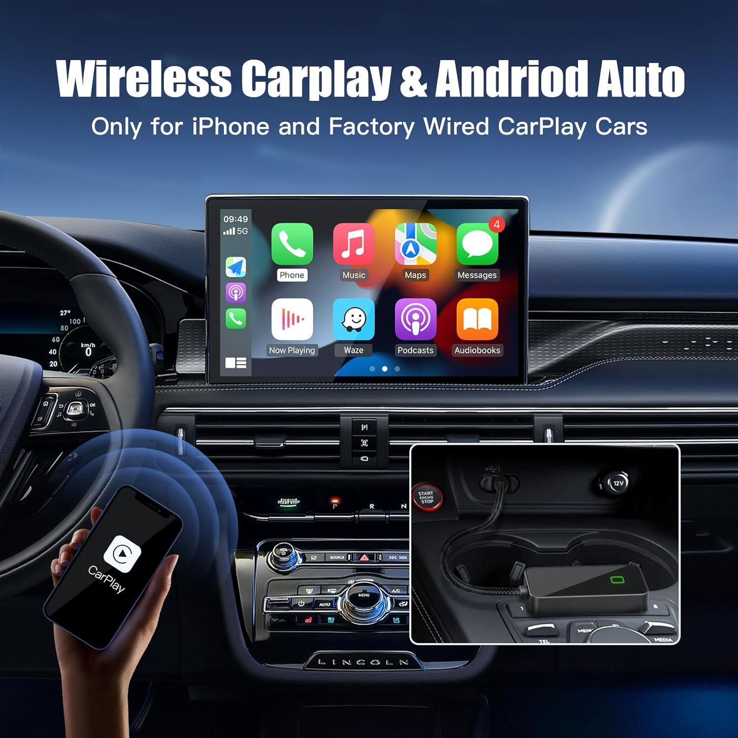 B1 Hottest Plug and Play Wireless Carplay Adapter Convert Wired Carplay to Wireless Carplay,Online Updates Keep Original Control,For Car from 2014 Onwards (B-2) image number 5