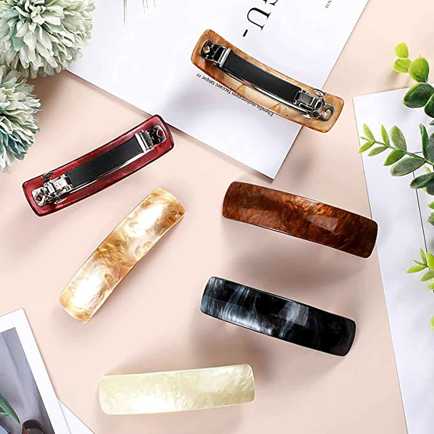 QYINXIU 6 Pieces Retro Acrylic Hair Clips, Hair Barrettes for Women, 6 Pieces Retro Large Hair Clips, Womens Hair Accessories, Hair Clasps, Small Hair Clips for Women image number 4