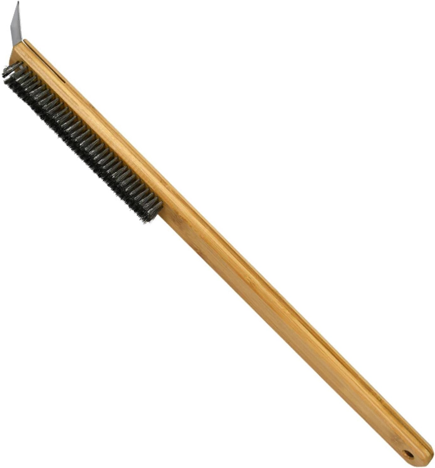 Pizza Oven Brush,Long Handle Wire Cleaning Brush with Scraper, Grill Brush Grill Cleaner Brush for Grills, Cookware, Oven, Grate, Stovetop image number 2