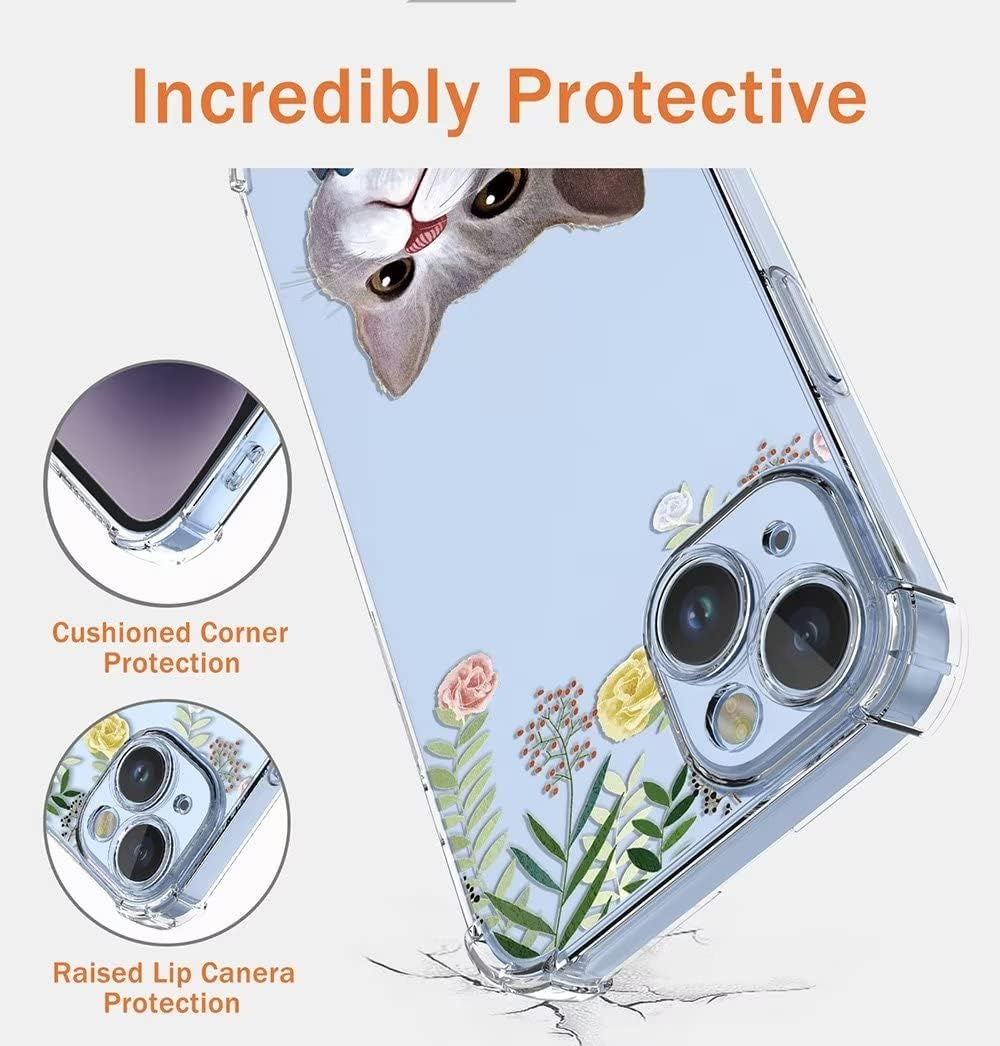 SEAHAI Case for Motorola Moto G55 5G, Colourful Beautiful Flowers Ultra Thin Transparent Mobile Phone Case Soft Silicone TPU Bumper Shockproof Case Protective Cover - Cat - Camellia image number 7