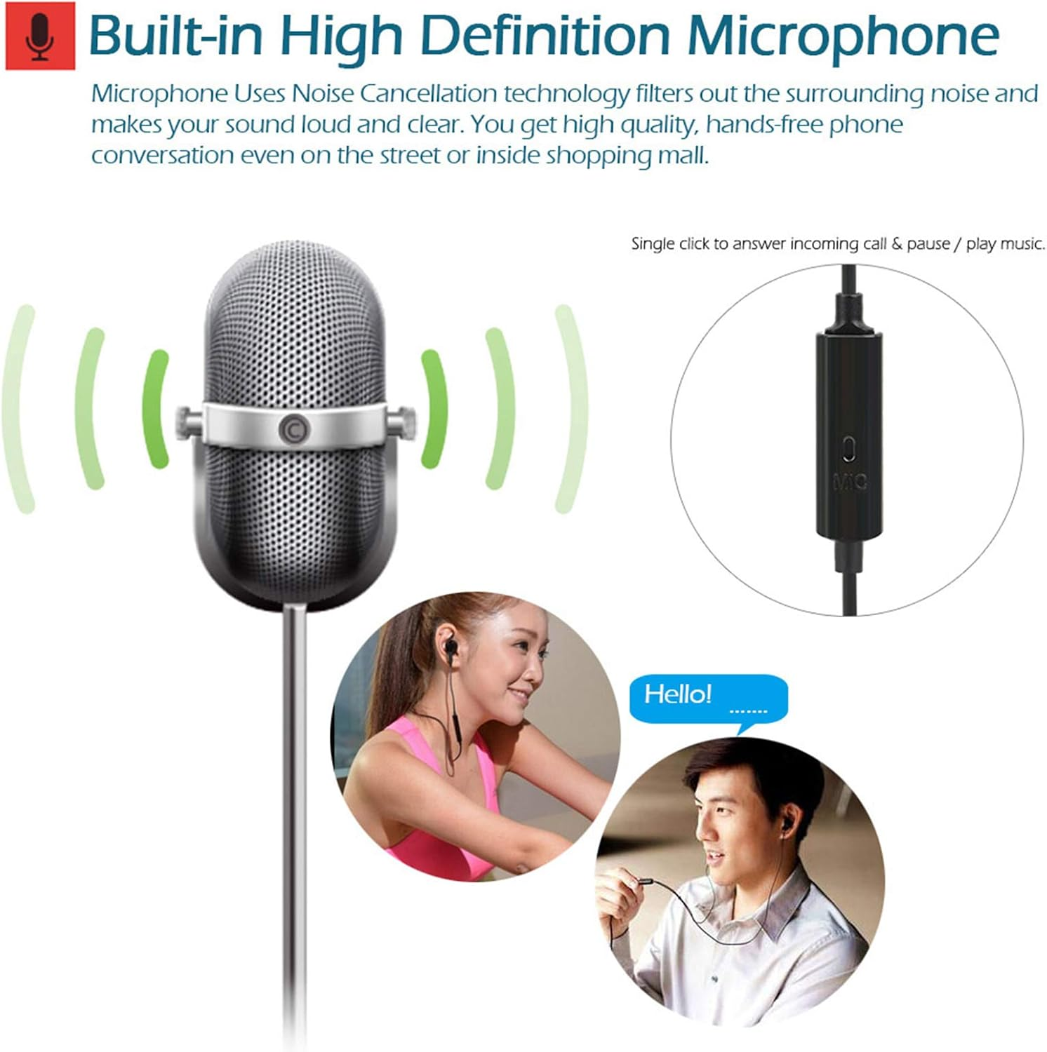 SHANGLIN FC12 Stereo Music Headset Air Tube 3.5Mm Anti-Radiation Earphone In-Ear Headphone Radiation Free Noise Reduction Line Control with Mic Black for Smart Phones Desktop Notebook Tablet PC image number 4