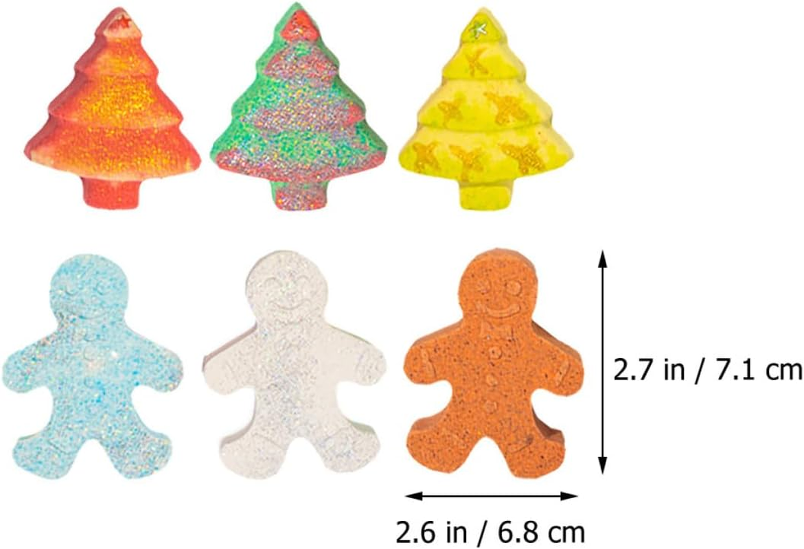 NULYLU 6Pcs Gingerbread Man Christmas Bathing Essential Oil Bubble Bath Friendly Moisturizing Bath Salt Present for Family Relaxation image number 1