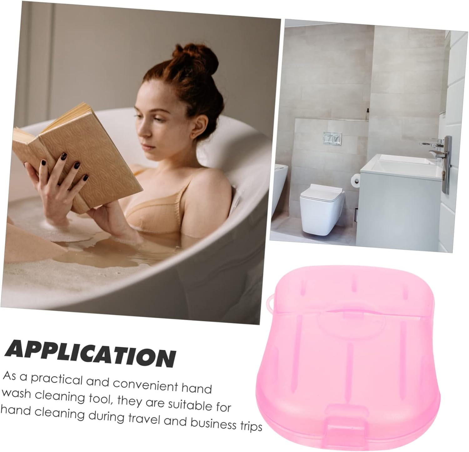 LOEFLIFA Portable Travel Soap Sheets for Boys and Girls 20-Pack Pink Outdoor Hand Washing Soap Slices for Camping and Travel image number 2