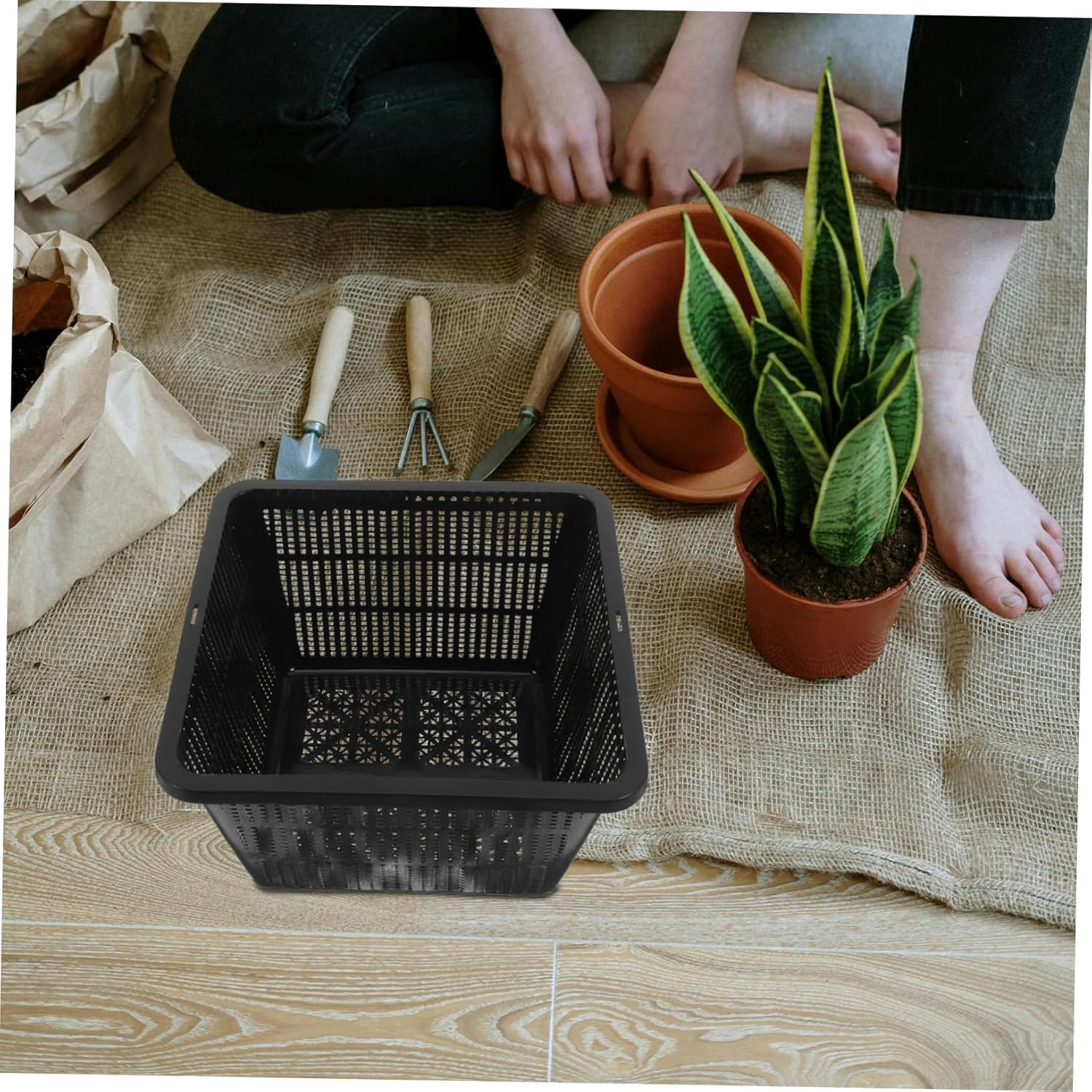 IWOWHERO 2 Pack Hydroponic Plant Baskets Net Pots for Gardening Plastic Planters for Aquatic Pond Flowers image number 1