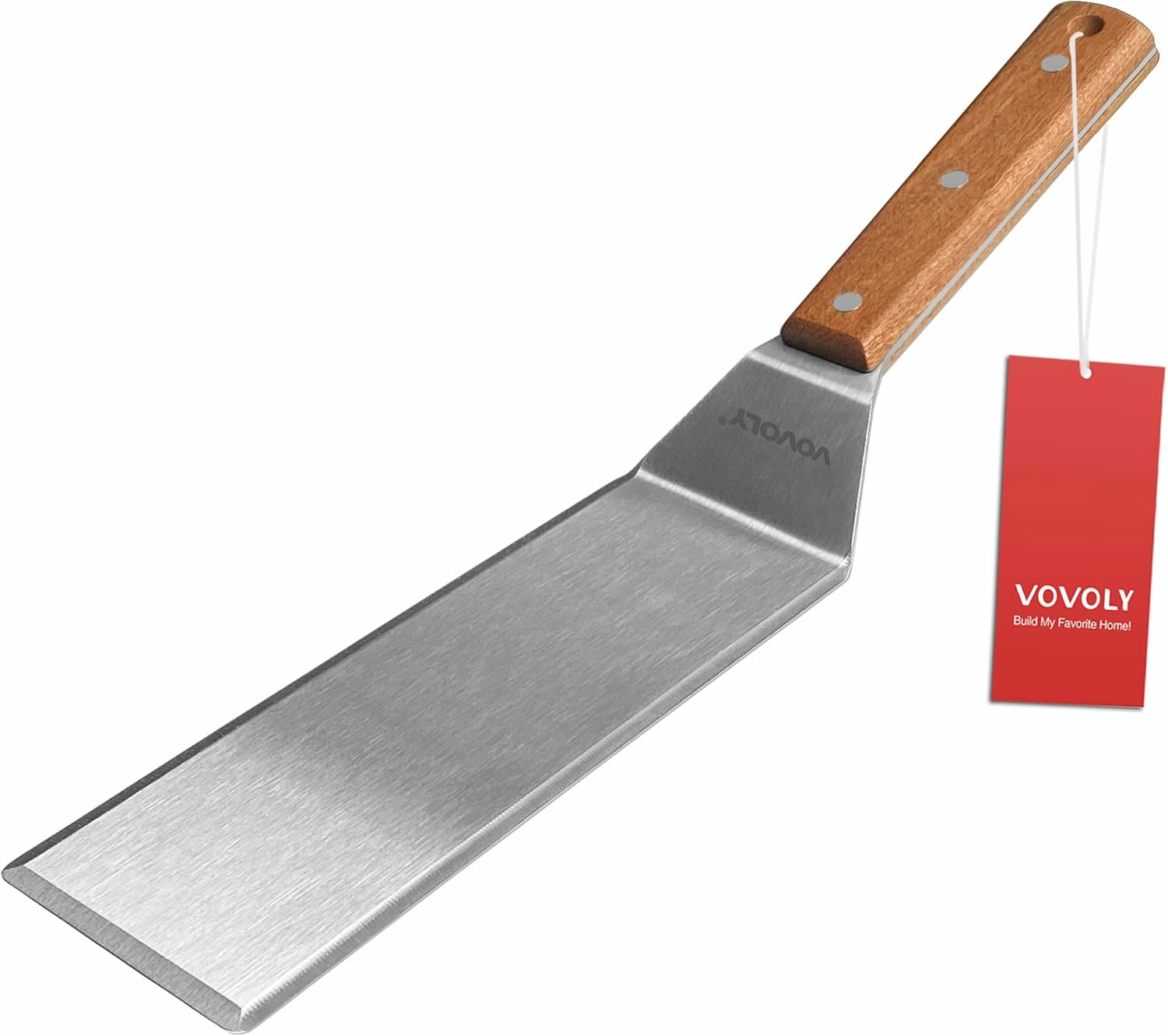 Stainless Steel Metal Spatula, Long Griddle Spatula, Hamburger Smasher Turner Scraper - Pancake Flipper - BBQ Spatula and Flat Top Griddle Spatula - Commercial Grade,3X8 Inch
