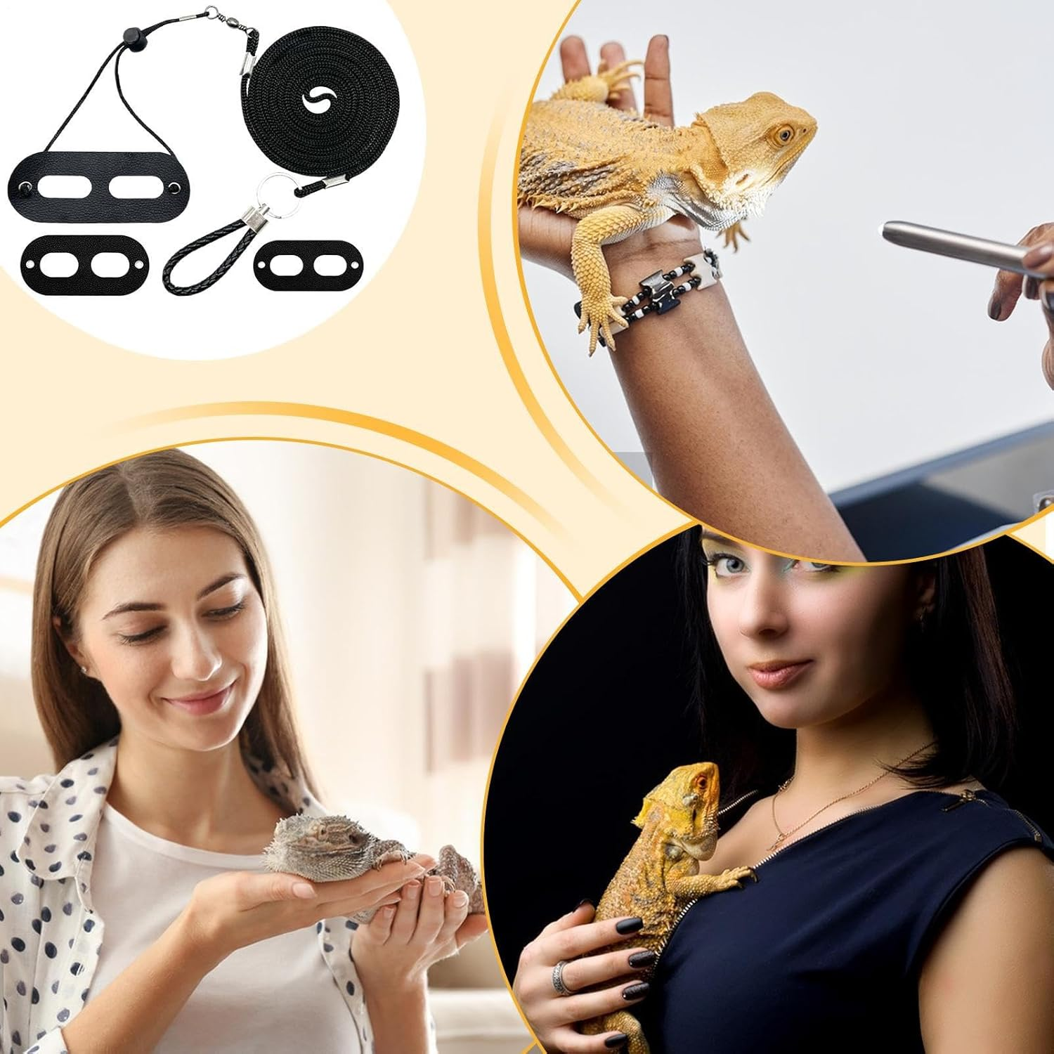 Bearded Dragon Harness | Bearded Dragon Cord and Harness Set | Adjustable Traction Accessories for Reptile Small Pets Turtle Hamster Travel Animal Escape Proof Walking Training image number 6