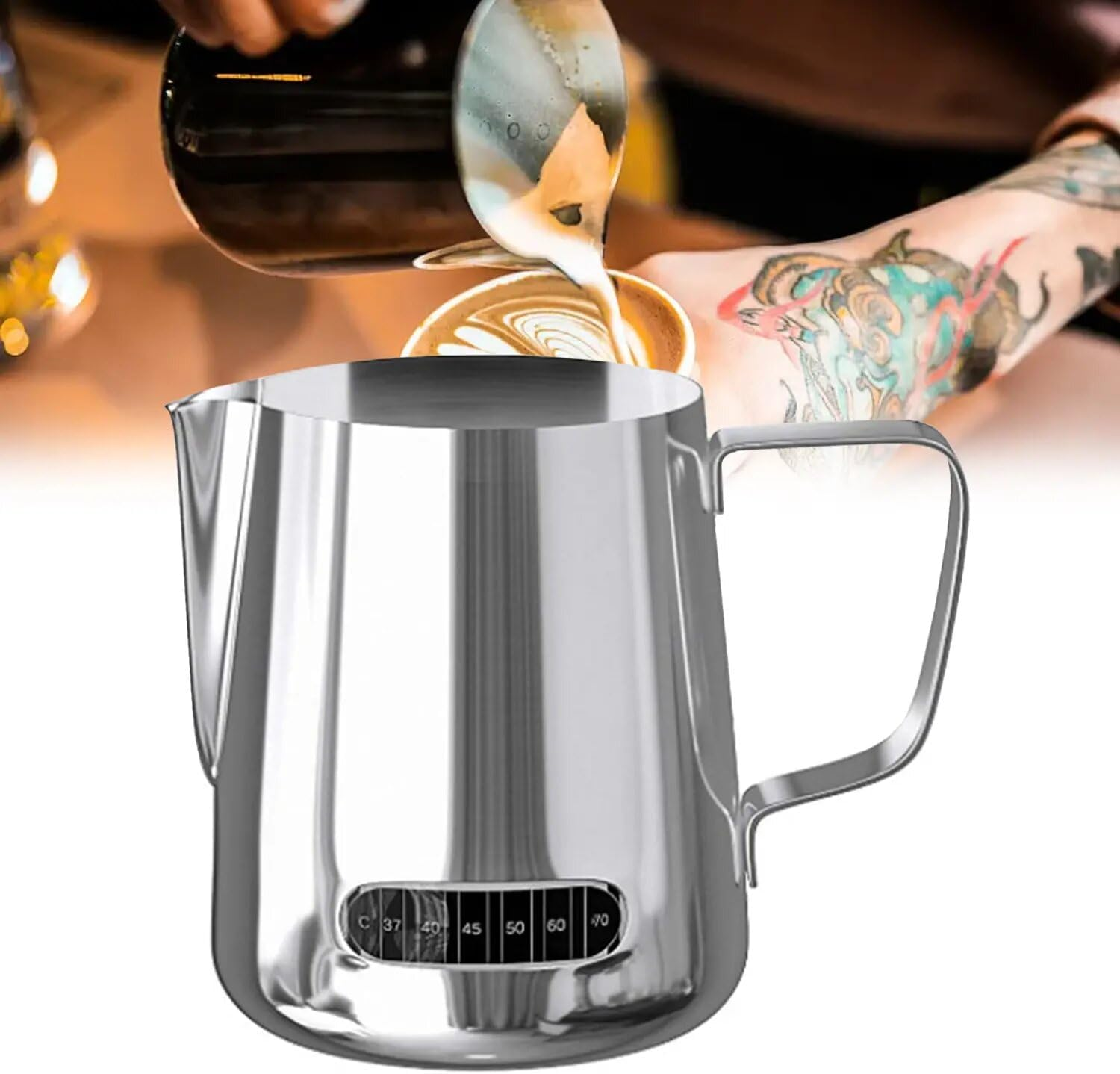 350 Milk Frothing Thermometercoffee Pitcher Stainless Steel Jug image number 5