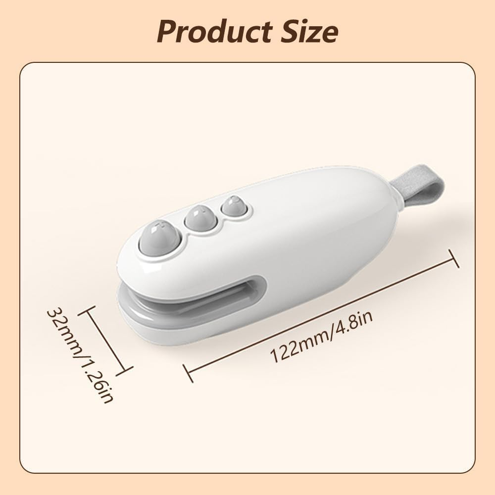 IKEEPVOX Mini Bag Sealer with Cutter &ndash; Rechargeable Handheld Heat Sealer Machine | Magnetic Design for Food Freshness & Snack Crispness | Portable, USB Charging, White (Kitchen, Travel, Pantry)​ image number 6