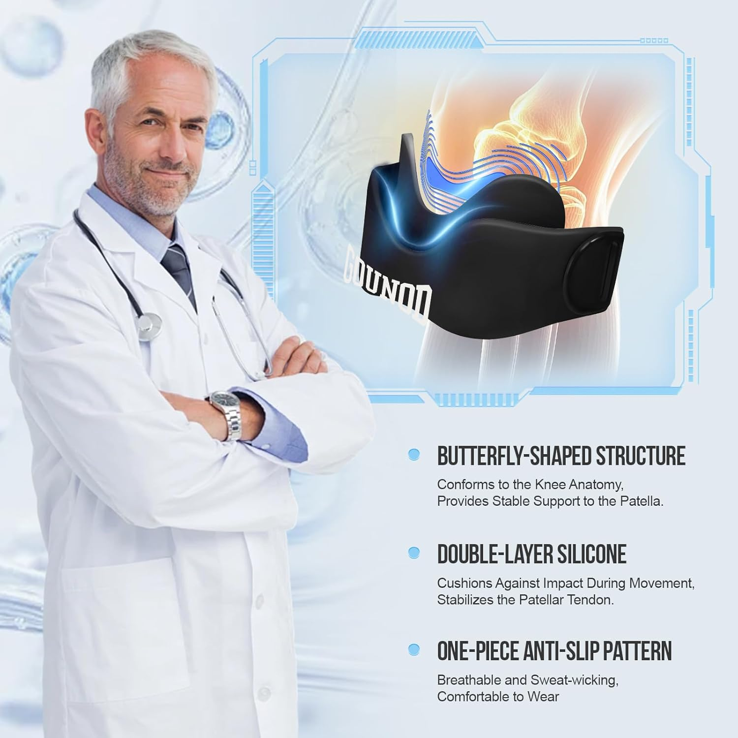 GOUNOD Silicone Patellar Tendon Support Strap image number 1