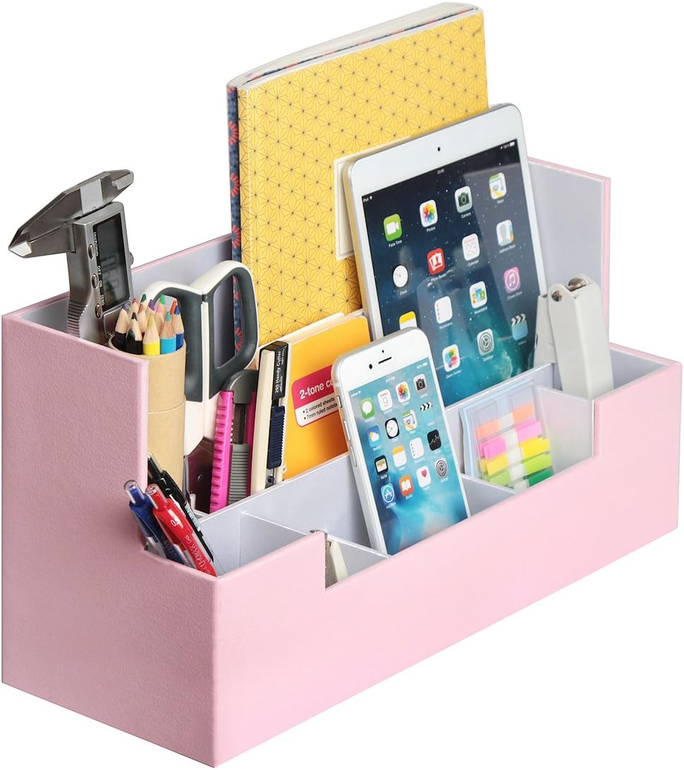 Desk Supplies Office Organizer Caddy (Pink, 13.4 X 5.1 X 7.1 Inches) Jackcubedesign-:Mk268D image number 5