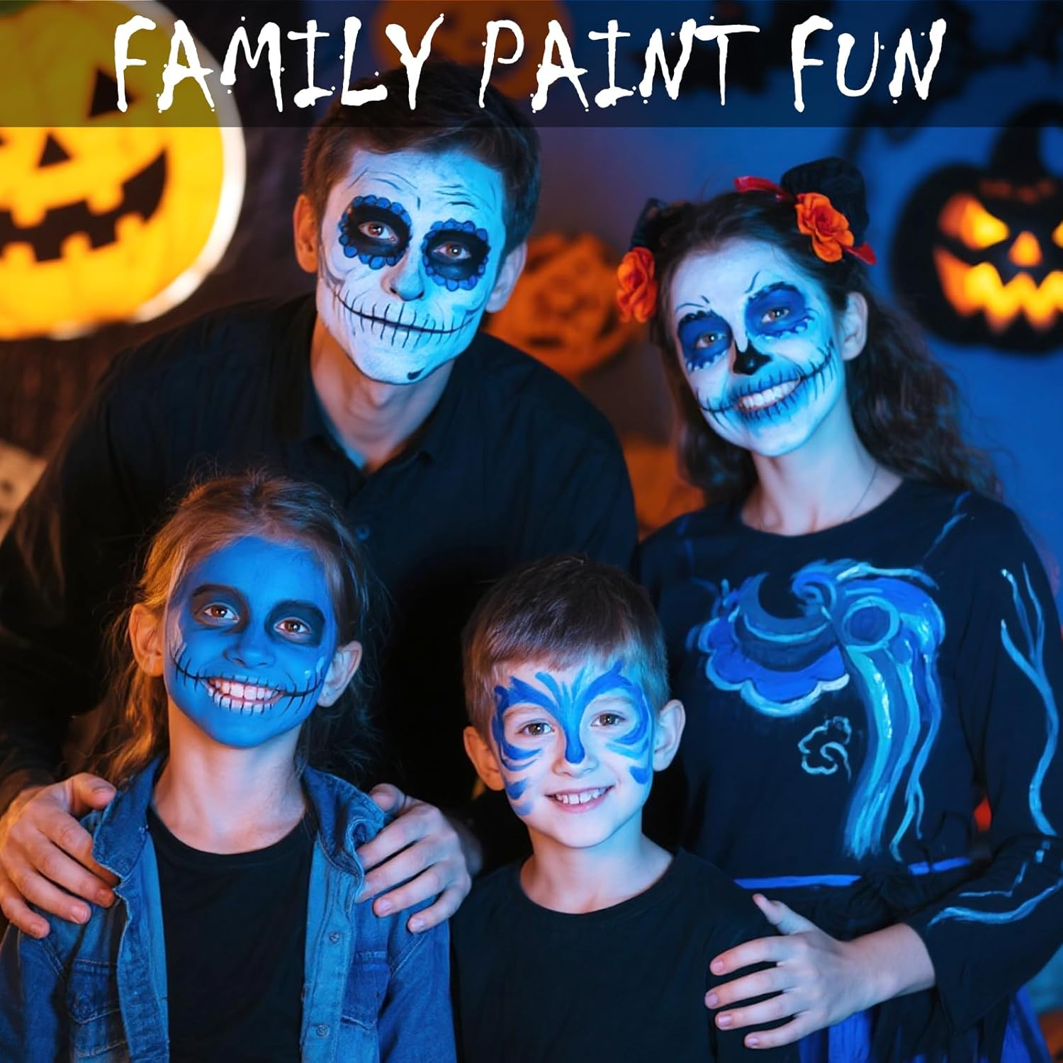 Erinde Blue Professional Face and Body Paint Kit, High Pigment Makeup Kit for Adults, Easy Apply and Wash Off, Vibrant Long-Lasting Colors for Halloween, Carnival, Music Festival, Cosplay Party image number 3