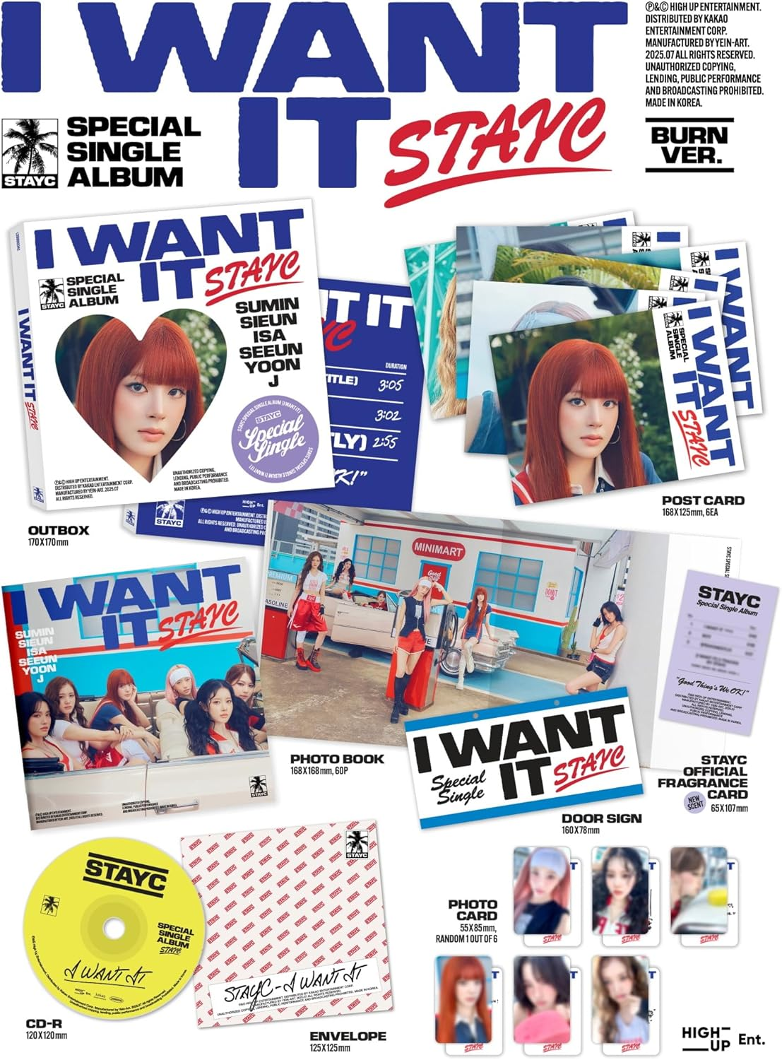STAYC I WANT IT Special Single Album BURN Version Outbox+Cd+Photobook+Fragrance Card+Door Sign+Photocard+Tracking Sealed image number 1