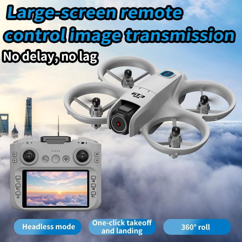 ANDCROWD Foldable Drone, Remote Control with 4.3-Inch Screen Display, Automatic Obstacle Avoidance, Includes 3 Spare Batteries