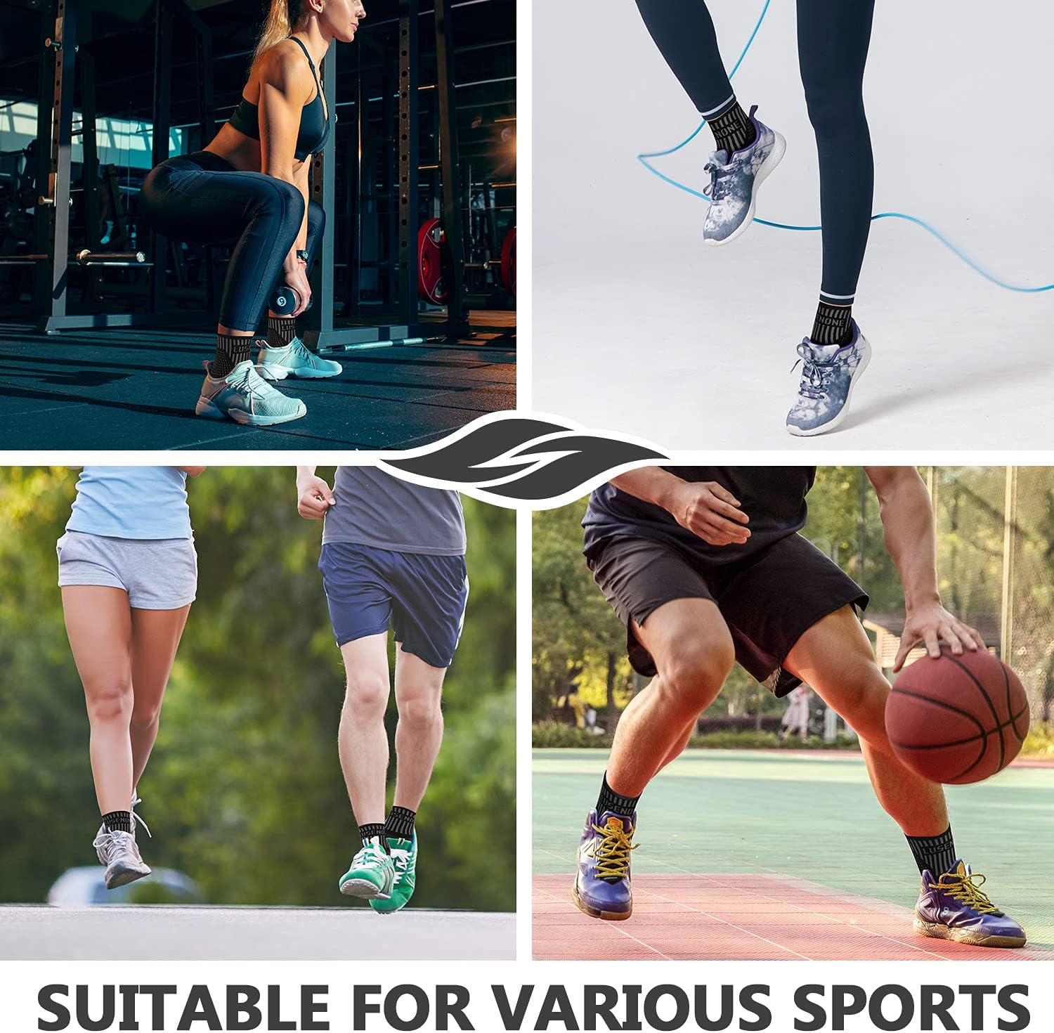 Lusenone Ankle Brace for Women & Men (Pair), Compression Ankle Sleeve- Best Ankle Support Socks for Plantar Fasciitis, Sprained Ankle, Achilles Tendonitis, Foot Pain Relief, Running,Sports