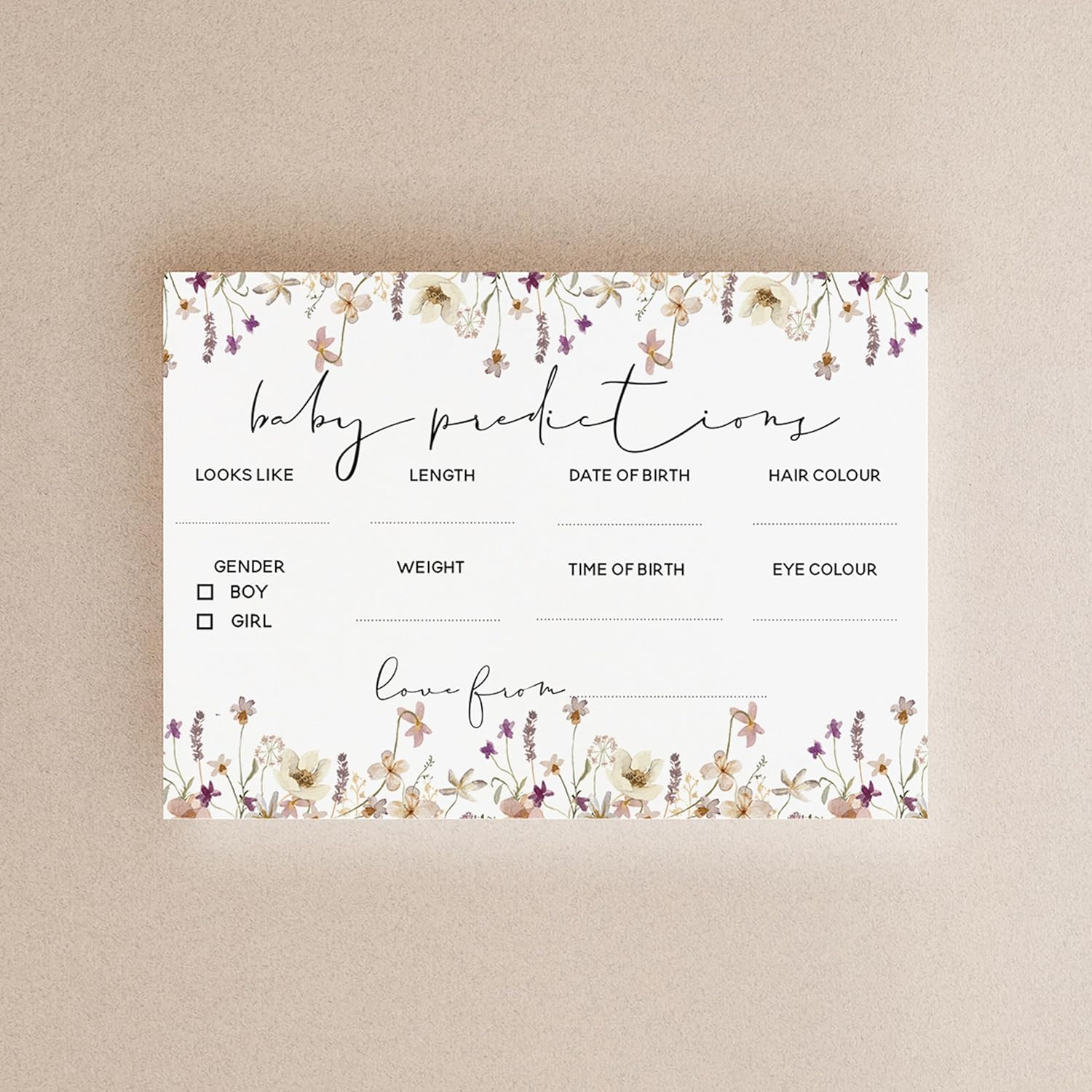 Baby Shower Triple Game Pack - Advice to Parents Cards/Predictions/Wishes for Baby-Wild Flower Boho Design-Unisex (BSWFTR20) image number 3