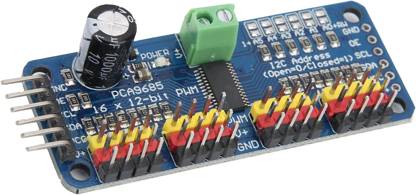 Needlid Motor Drive Module, 16 Channel PWM Servo Driver, High Resolution PCA9685 Chip, Mini ITX Motherboard Compatible image number 5