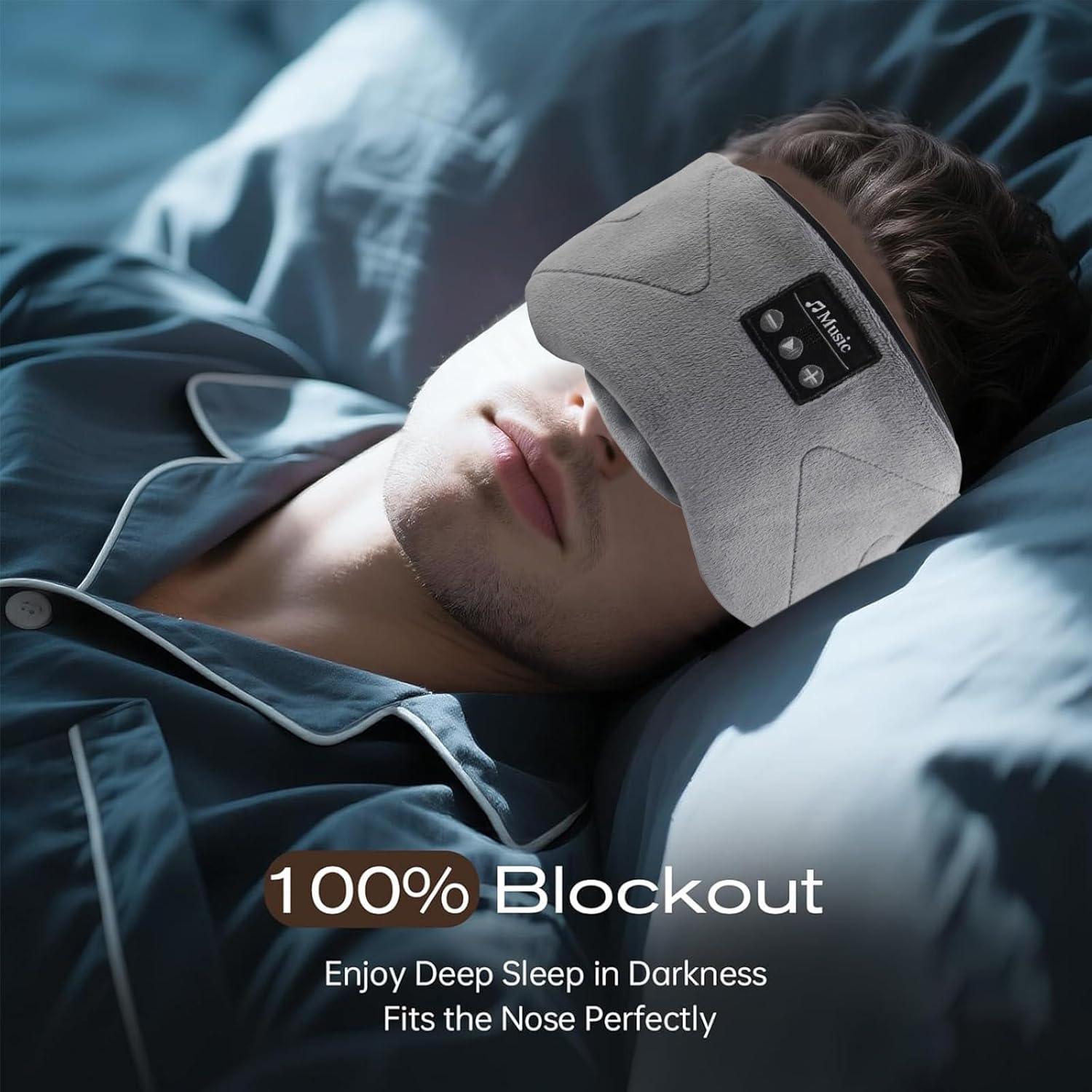 Sleep Mask Headphones Bluetooth with 24 Soothing Sounds & 3D Eye Mask,Sleeping Headphones for Side Sleepers Sleep Mask with Bluetooth Headphone Ultra-Thin Stereo Speakers(Grey)