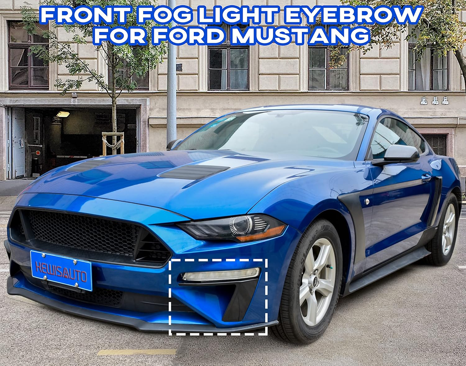 KEWISAUTO Front Bumper Cover Pocket Accents for Ford Mustang 2018-2023, Fog Lamp Vent Canard Strip Eyelid Trim Eyebrow Daytime Headlight Cover Accessories image number 5