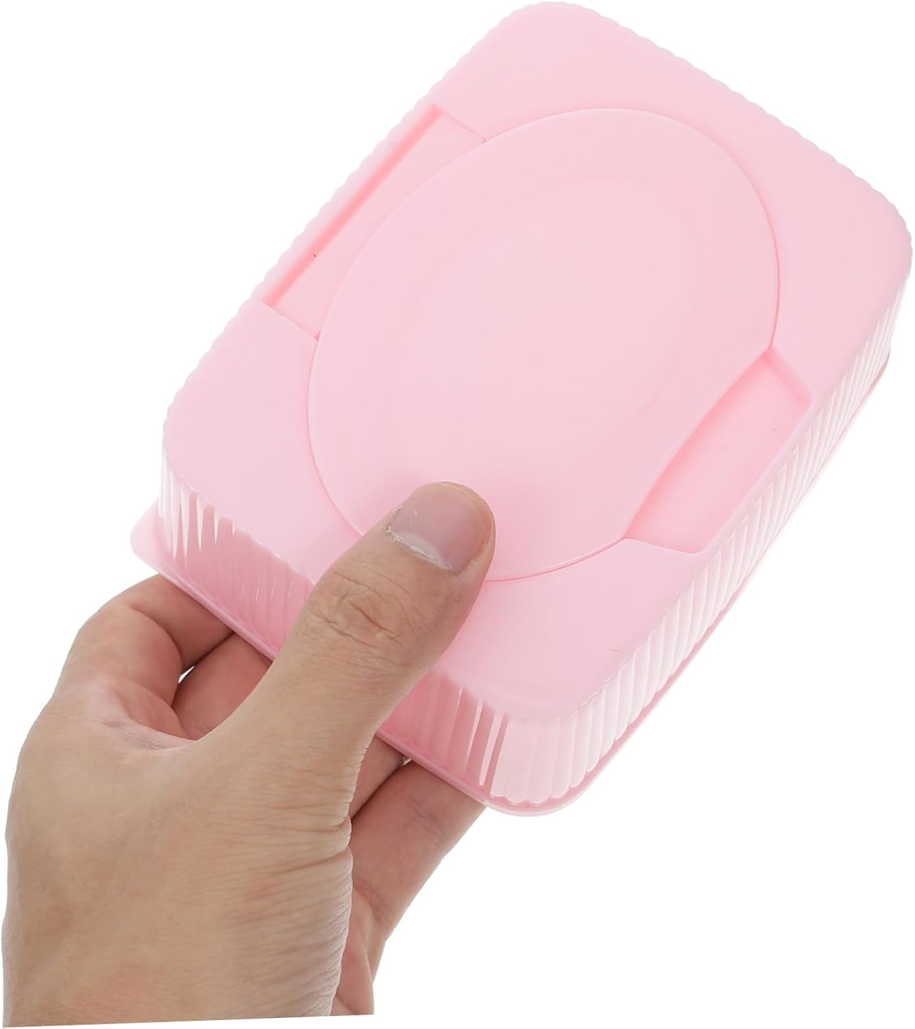 Baby Wipes Dispenser and Wet Tissue Box Plastic Storage Container Flip Lid Dustproof Design for Nursery Bathroom Travel, Pink image number 6