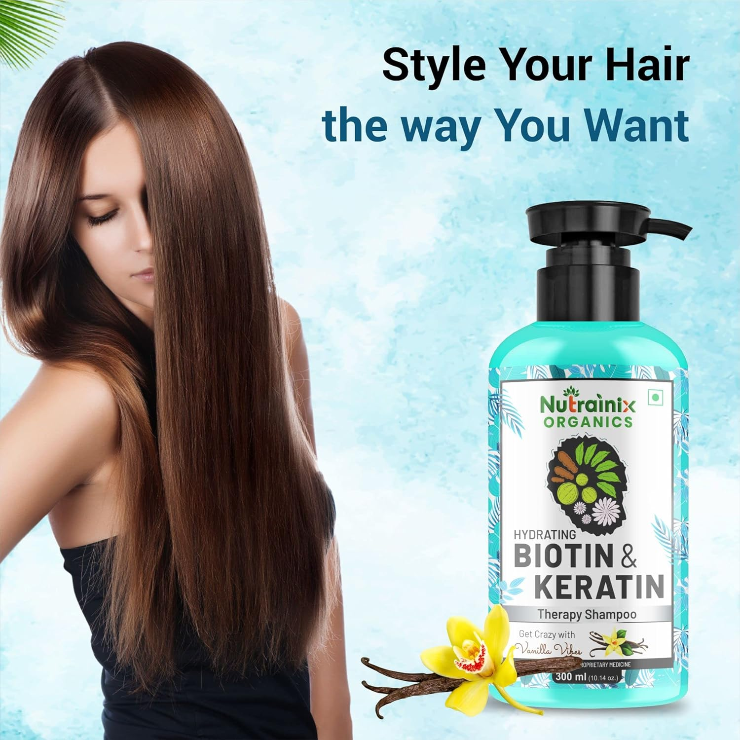 Nutrainix Organics Hydrating Biotin & Keratin Therapy Shampoo | Hair Growth Shampoo Reduce Hair Fall | Keratin Shampoo for Dry and Frizzy Hair | Hair Shampoo for Men and Women - 300 Ml image number 4