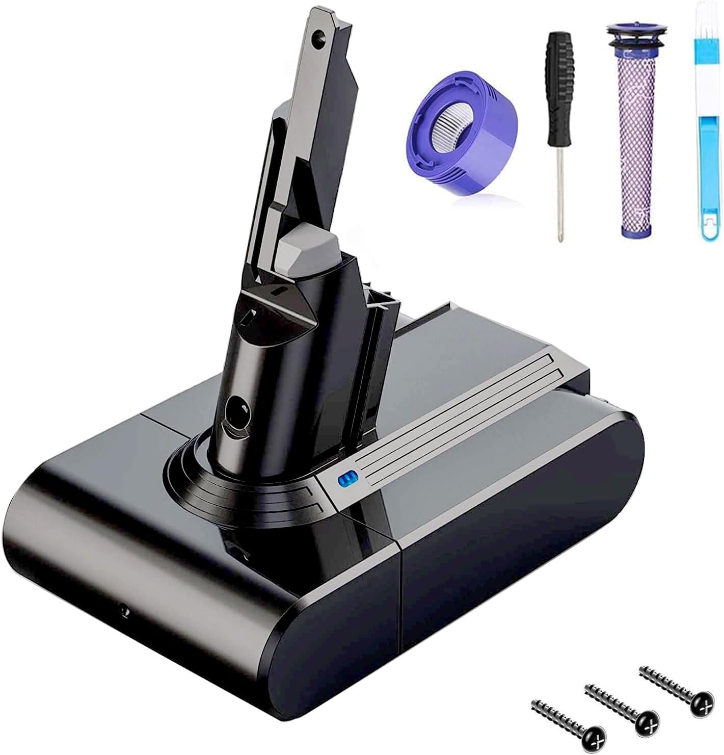 FLYLINKTECH 6000Mah V8 Battery Replacement for V8 SV10 Absolute Fluffy Animal Cord-Free Handheld Vacuum Cleaner with Installation Accessories image number 3