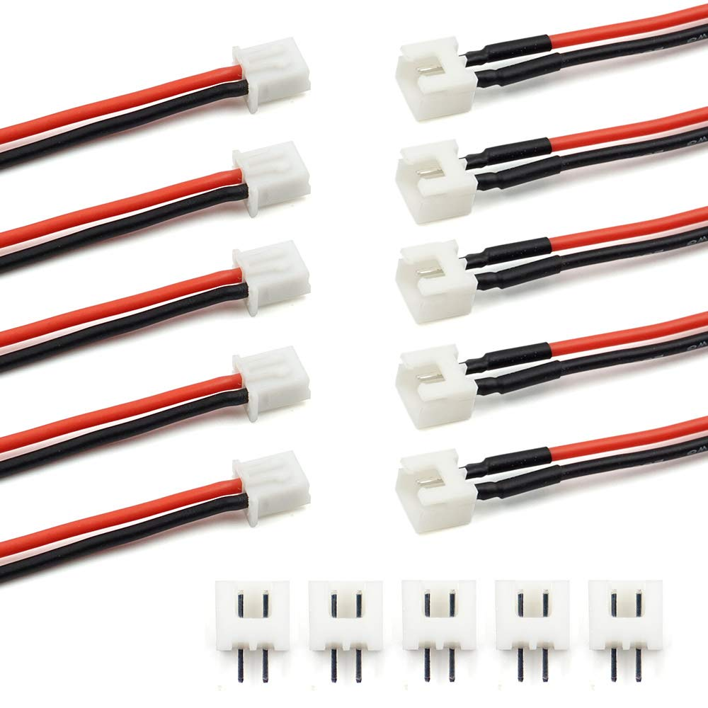 5 Pairs JST-XH 2.54Mm 1S 2 Pin Balance Plug Lead Socket Male and Female Connector with 10Cm Silicone Wire Cables image number 3