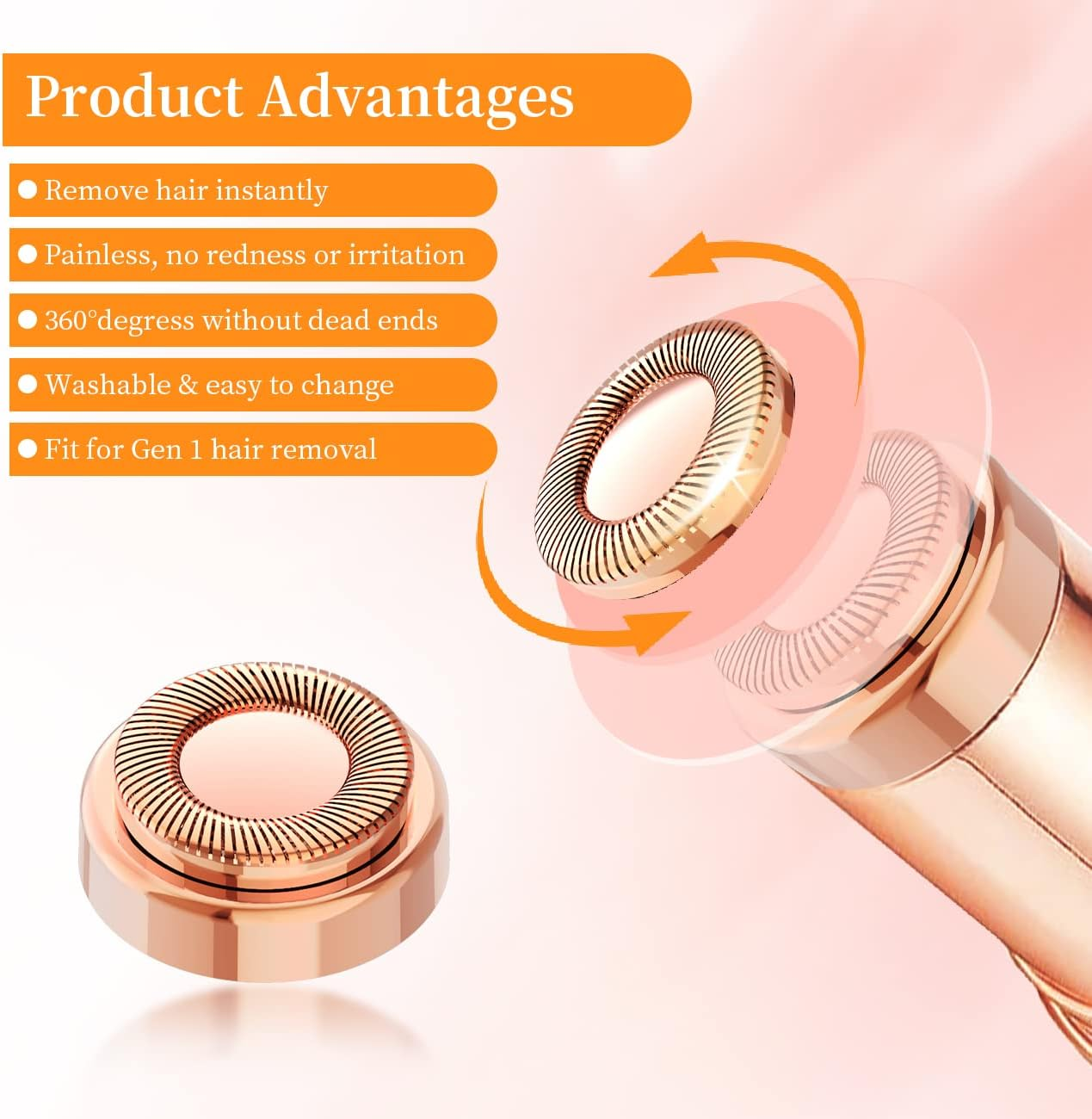 Flawless Hair Remover Replacement Heads for Finishing Touch Flawless Facial Hair Removal Tool for Women，Rose Gold 4 Count, First Generation image number 6