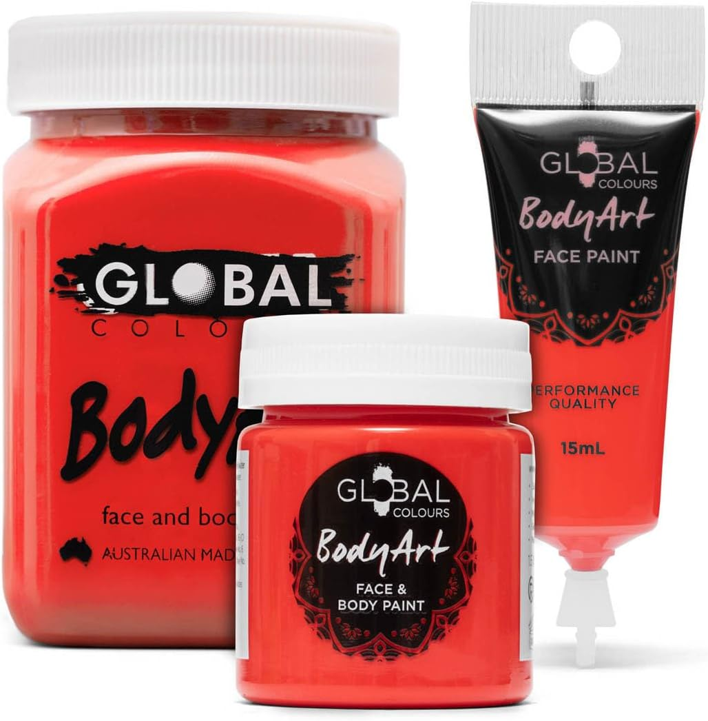 Global Colours Brilliant Red - Bodyart Paints - 200Ml | Artist Paints image number 1