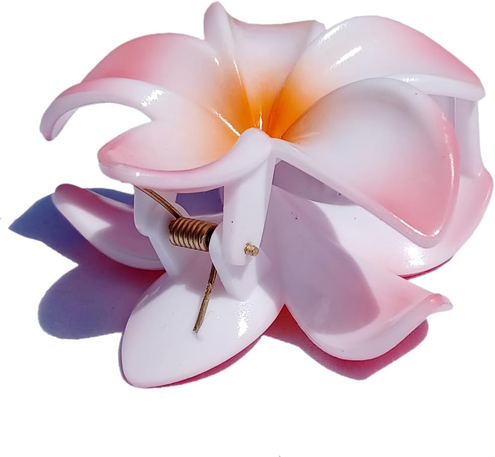 Seestern Sportswear Bali Hawaii FBA_2401 Hair Clip 2 Frangipani Flowers Pink image number 1