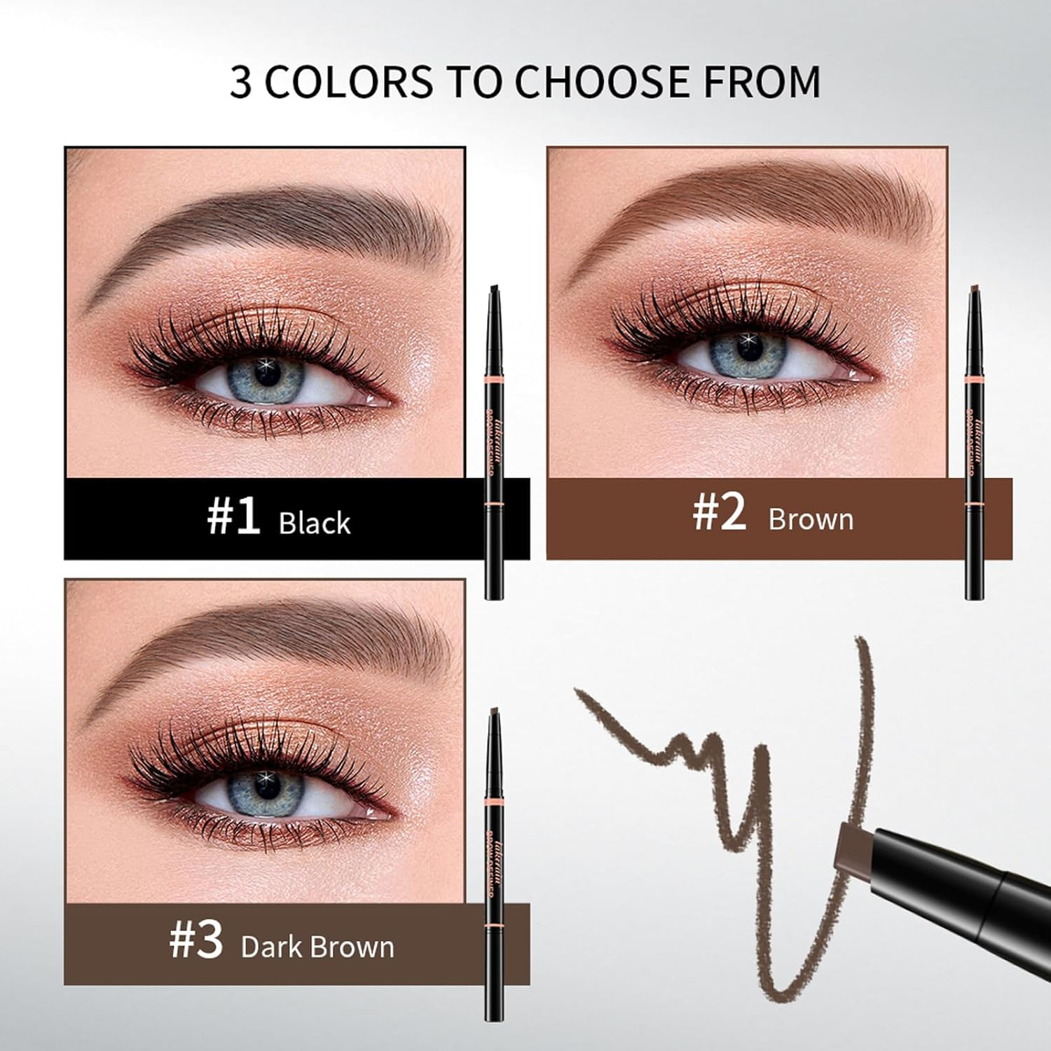 Precision Eyebrow Pencil - Ultra-Thin Micro Tip Waterproof Brow Definer | Dual-Ended Mechanical Pencil with Spoolie Brush | Natural Hair-Like Strokes (02# Brown) image number 1
