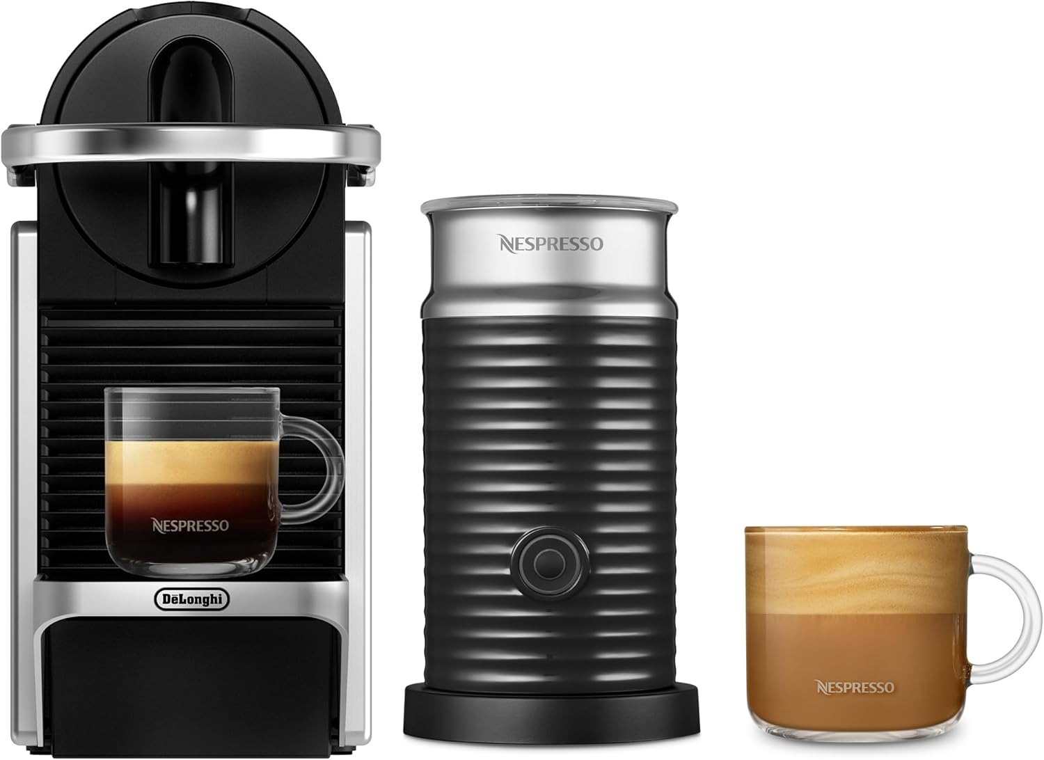De'Longhi Nespresso Pixie & Aeroccino3 EN127SAE, Capsule Coffee Machine with Milk Frother, Espresso + Lungo Coffee, ECO Mode, Aeroccino Included, 19 Bar Pressure System, Welcome Pack Included, Silver image number 1