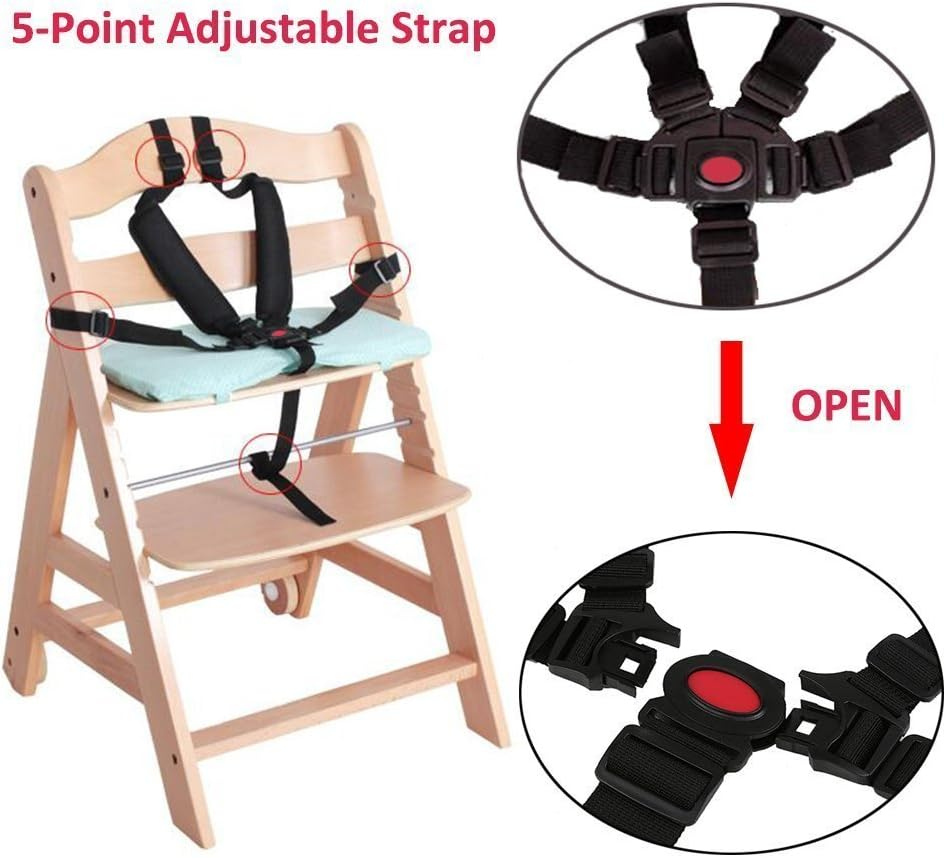 Seat Belt by Zama,5/3/2 Point Adjustable for Baby Kid Safe Strap for Stroller High Chair (Include Shoulder Pads & Guarding Pad) image number 3
