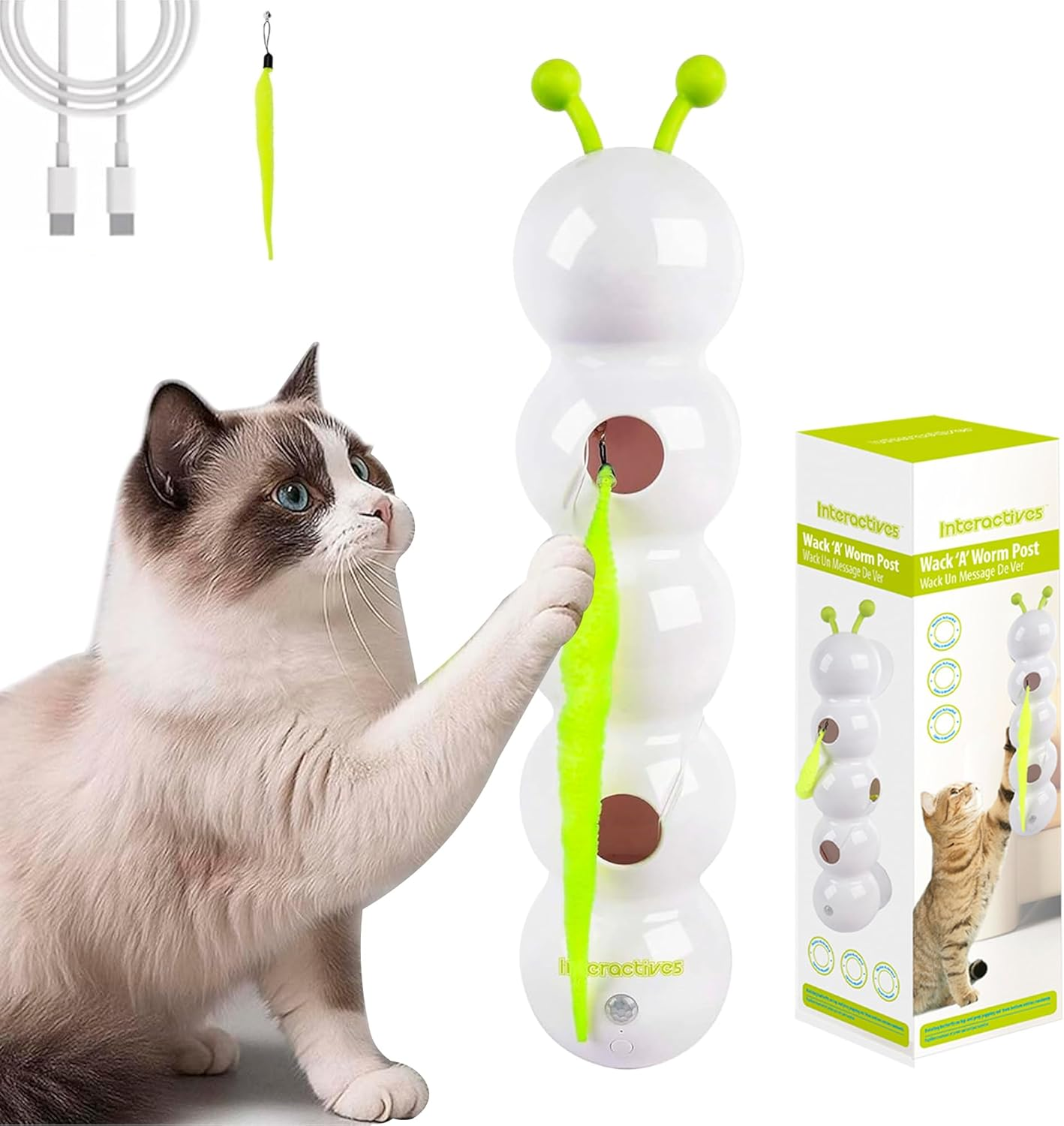 Emesak Caterpillar Smart Cat Toy &ndash; Interactive Caterpillar Cat Toy for Indoor Cats, Moving Bug Toy for Cats, Realistic Wiggle Motion, Fun & Engaging Cat Toys for Play and Exercise image number 2