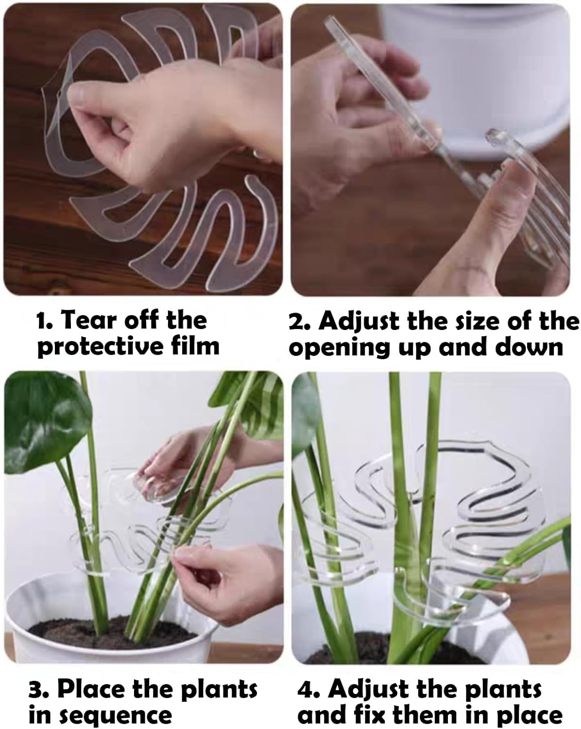 Monstera Grapple Clips | Turtle Shell Bamboo Plant Support Clamps | Aesthetic Leaf Clips for Monstera & Climbing Plants | Sturdy Plant Stake Rings to Keep Vines Tame and Growing Vertical (4PCS) image number 6