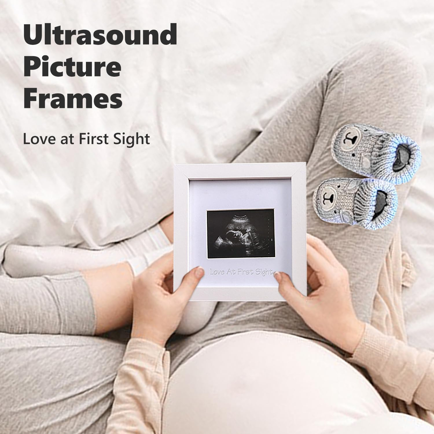 Pregnancy Announcement, Baby Announcement Ideas Set Include Felt Letter Board, Baby Onesie, Booties, Photo Frame, Wooden Sign and Bear Plush, Pregnancy Announcement Photo Props Coming Soon Baby image number 4