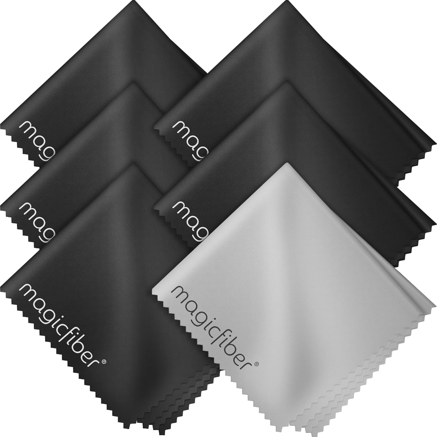 (6 Pack) Magicfiber Microfiber Cleaning Cloths - for All LCD Screens, Tablets, Lenses, and Other Delicate Surfaces (5 Black and 1 Grey 6X7) image number 3