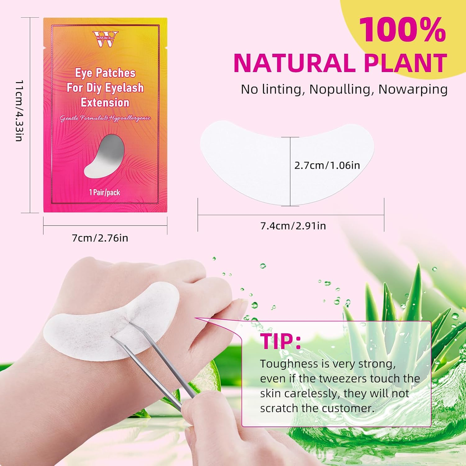 100 Pairs Set under Eye Pads,Eye Pads Lash Extensions,Under Eye Pads for Lash Extensions & Eye Beauty Tools,Gel Eye Patches,Eyelash Pads,Gel Pads Lash Extensions Suitable for Women and Men image number 5