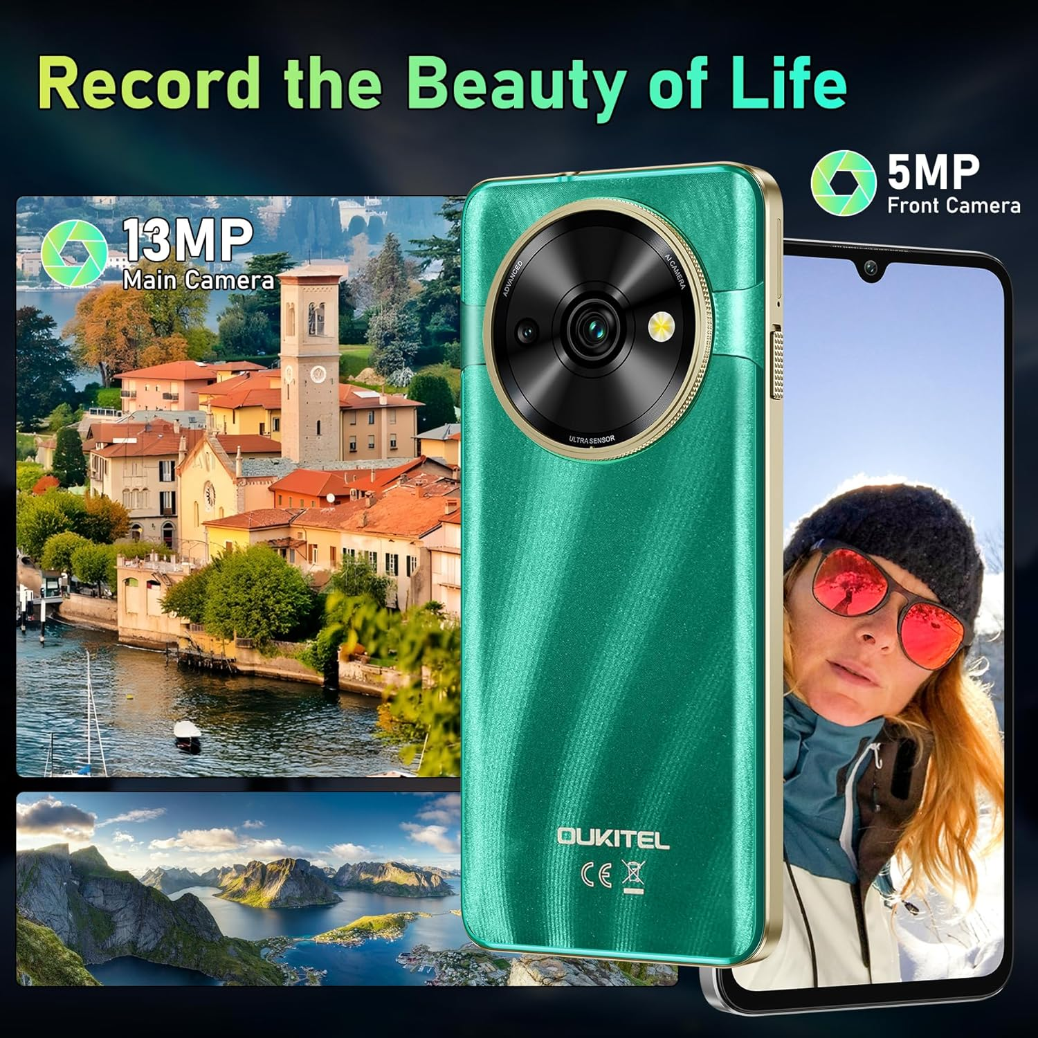 OUKITEL C59 Android 15 Smartphone without Contract, 10000 Mah Mobile Phone Cheap, 16GB + 128GB Mobile Phone without Contract, 6.88 Inch HD+ Simlock-Free Mobile Phones, 120LM Torch, 13MP + 5MP, Dual 4G image number 5