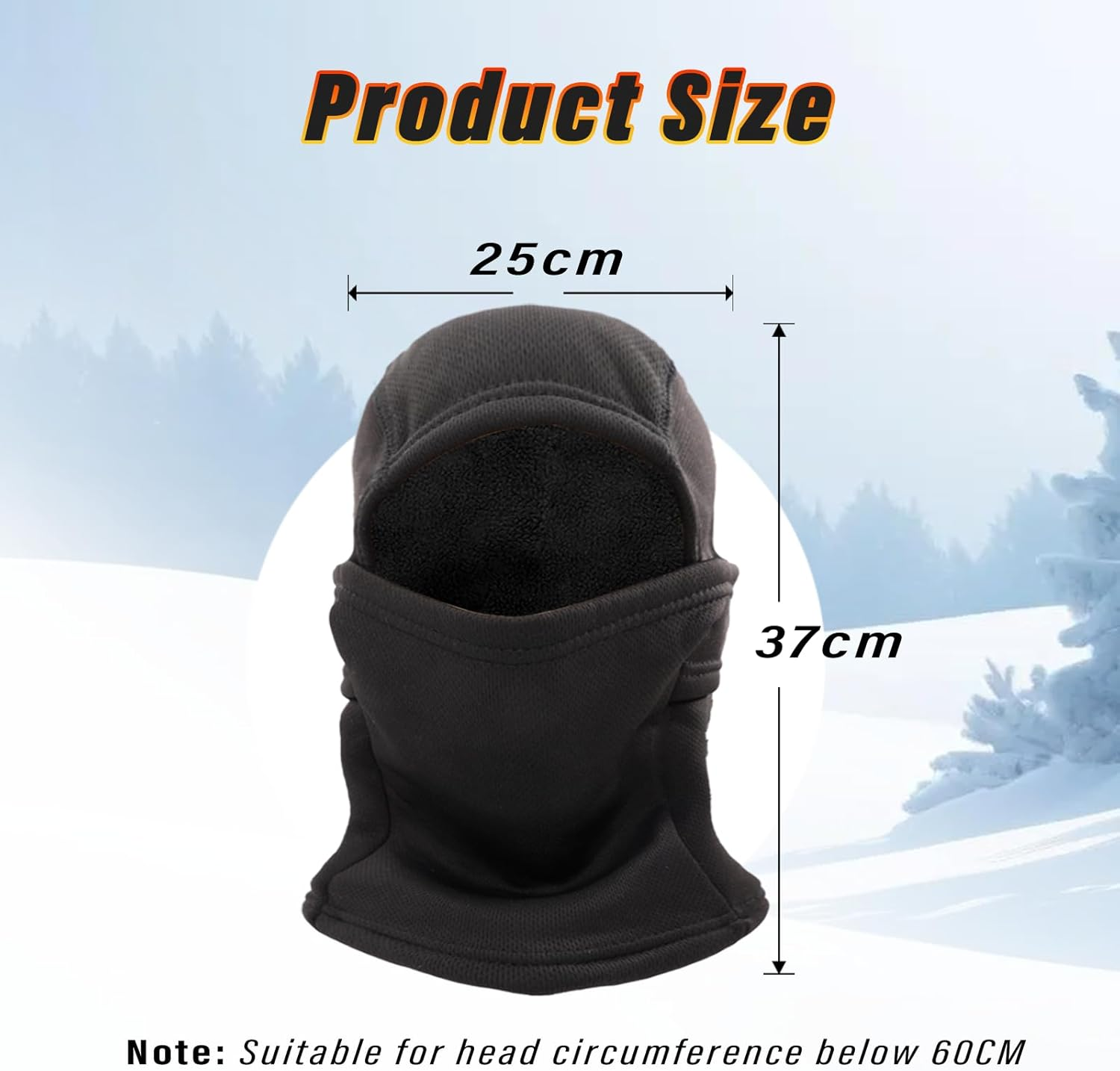 Balaclava Ski Mask for Men,Cold Weather Winter Mask for Skiing, Motorcycling, Skating, Running Windproof Thermal Balaclava Face Mask Neck Warmer Black image number 6