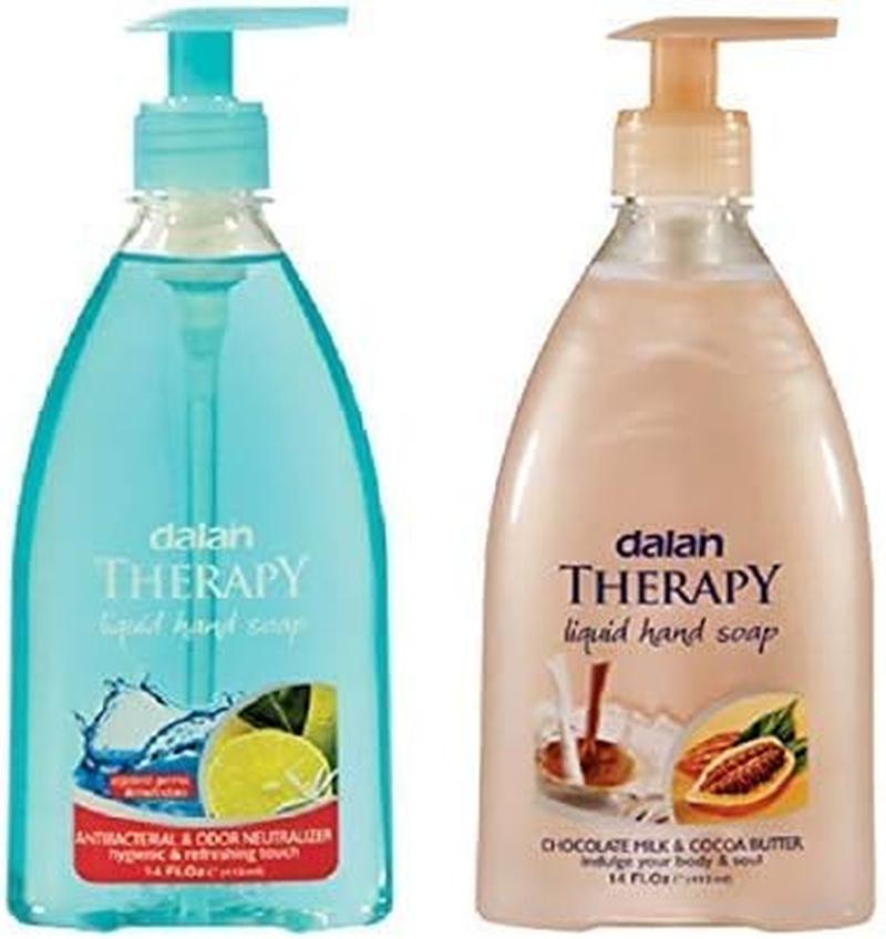 Dalan Therapy Liquid Soap - Combo of Therapy Antibacterial & Odour Neutralizer and Therapy Chocolate Milk & Cocoa Butter Liquid Soap, 400 Ml Each. Mfg & Imported from Turkey, European Union.