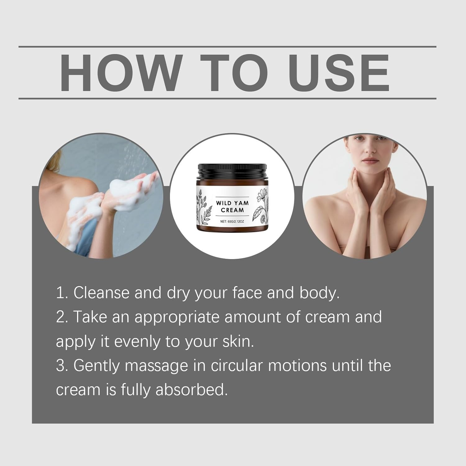 Wild Yam Cream - Deep Hydrating Face and Body Cream, Gentle and Mild,Moisturized, Firming for Most Skin Types, Improve Skin&rsquo;S Smoothness and Elasticity, Easy to Absorb,Long-Lasting (2PCS) - 2Pcs image number 3