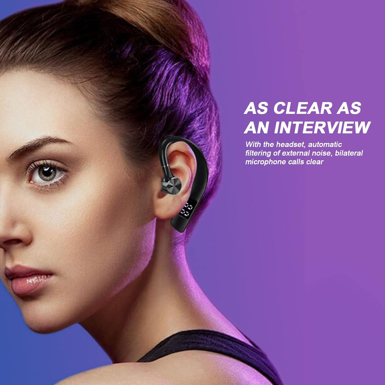 ASHATA Bluetooth Earphones for Mobile Phone, Single Ear IPX5 Waterproof Bluetooth 5.2 Headphones, 180 Degree Rotating Ear Hook Headphones for Sports, Running, Driving, Business