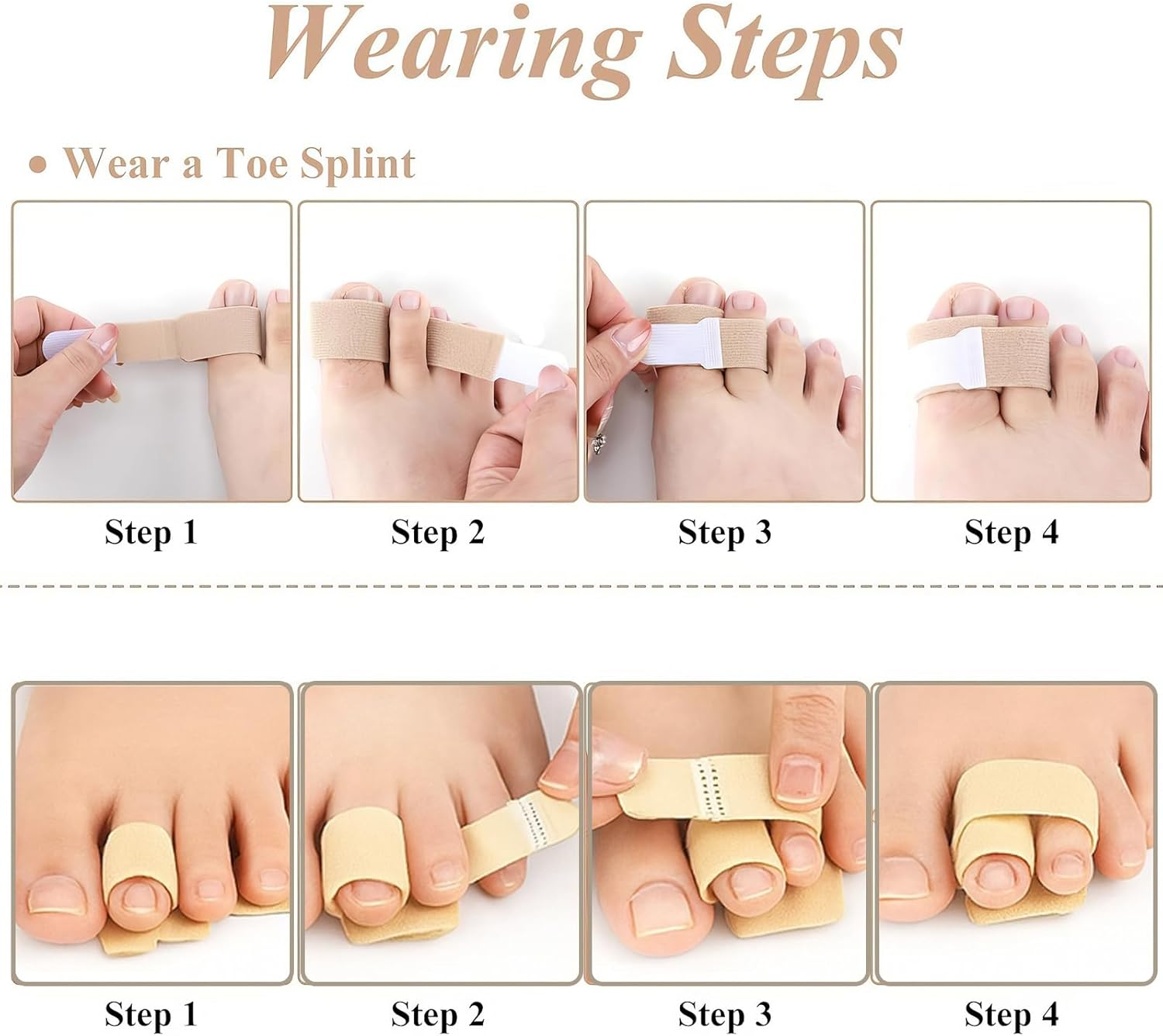 Pack of 2 Hammer Toe Bands with Splints and 4 Hammer Toe Straps, Hammer Toe Brace for Men and Women image number 2