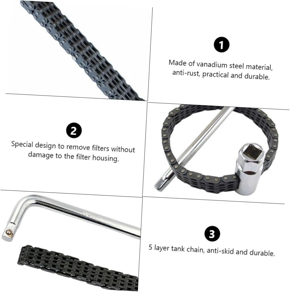 FUNOMOCYA Wrench Chain Wrench Oil Strainer Removal Tool Chain Supply for Automotive Repair Device Accessory for Vehicle Maintenance image number 2